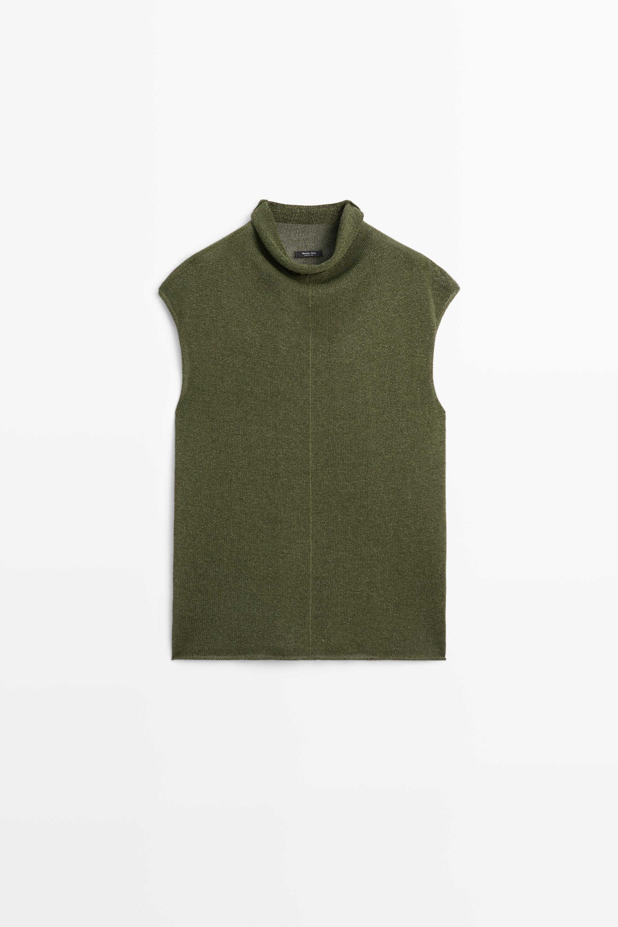 Draped high neck knit top