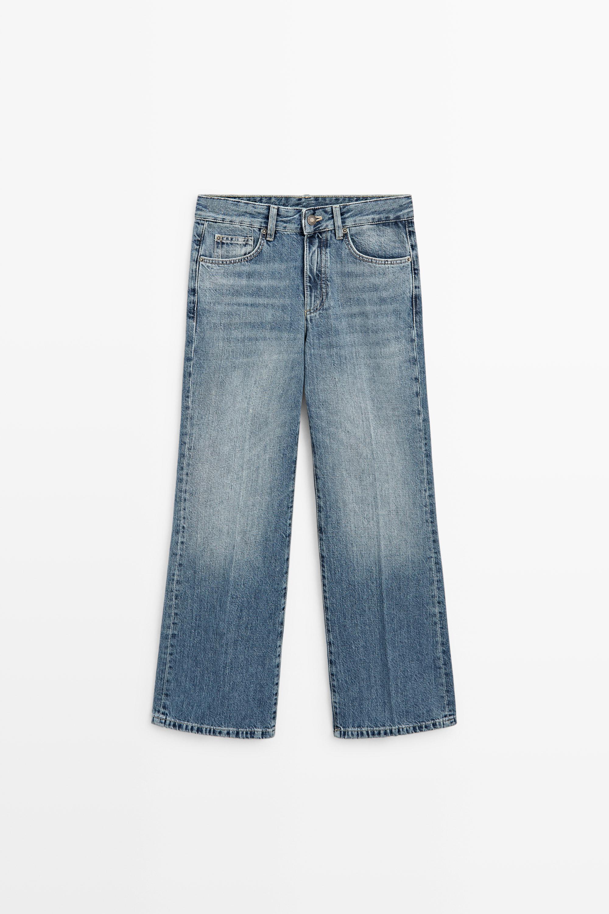 Mid-waist cropped flare fit jeans