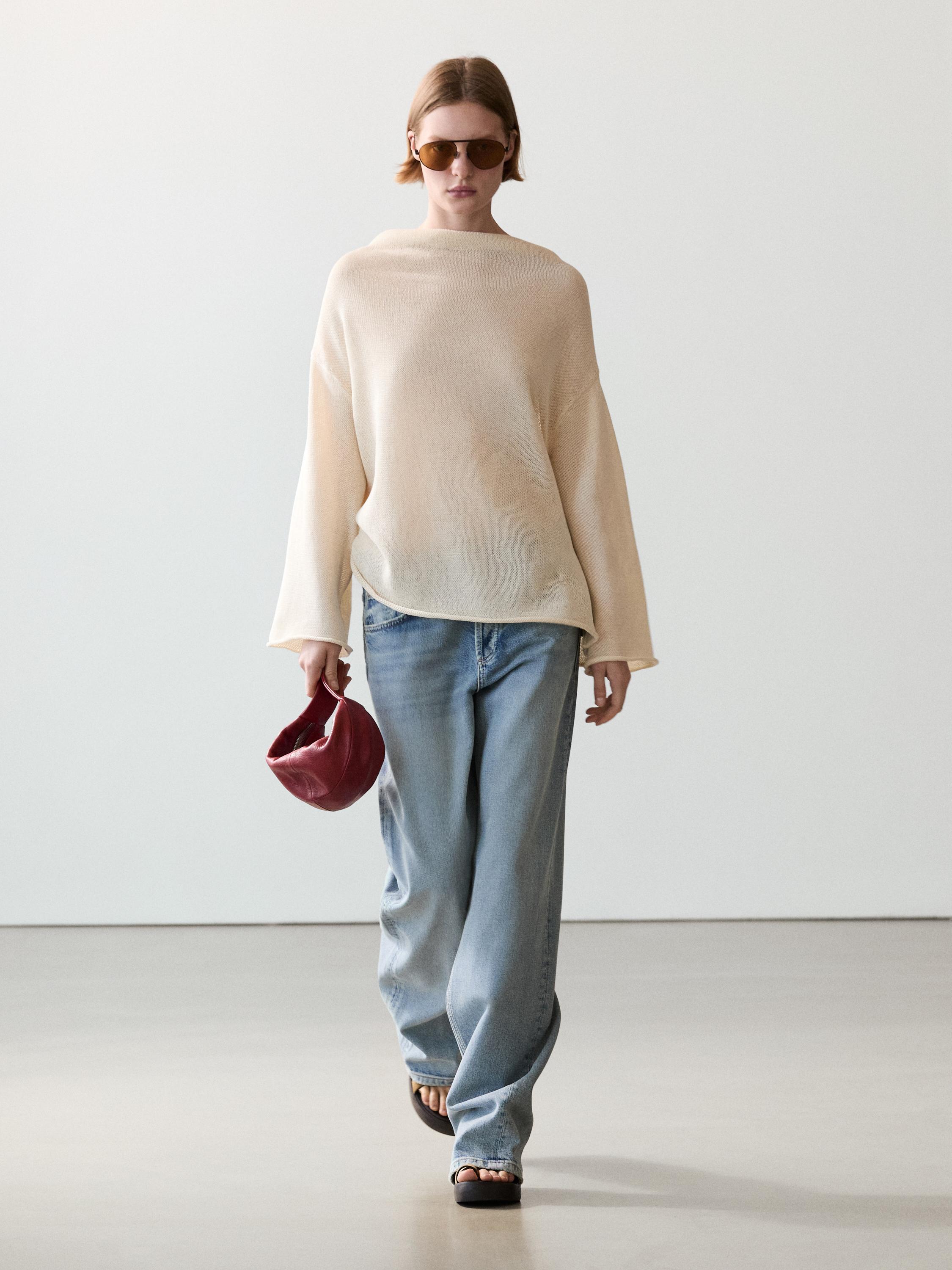 100% cotton knit sweater with back ties