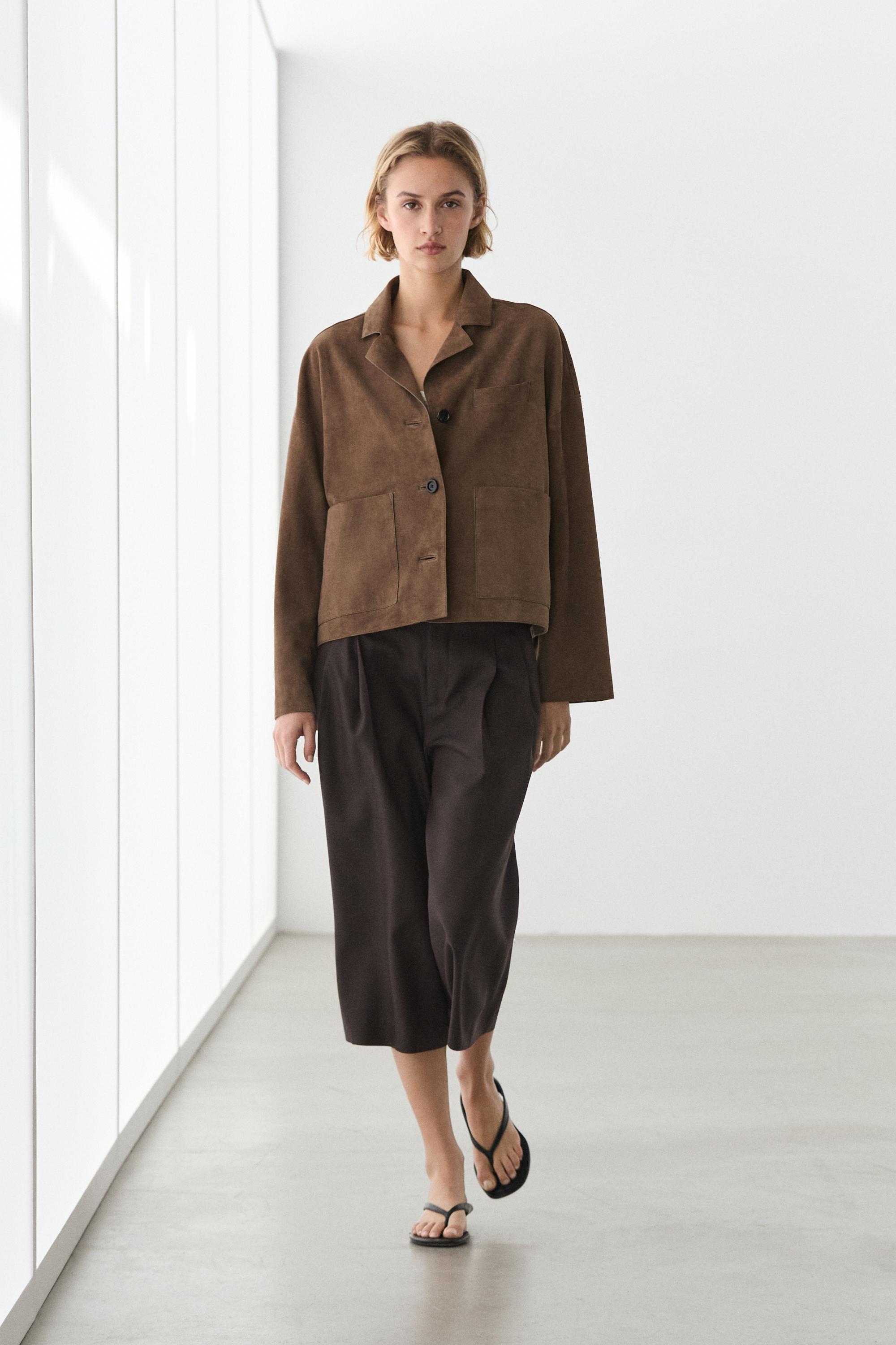 Flowing suede leather jacket