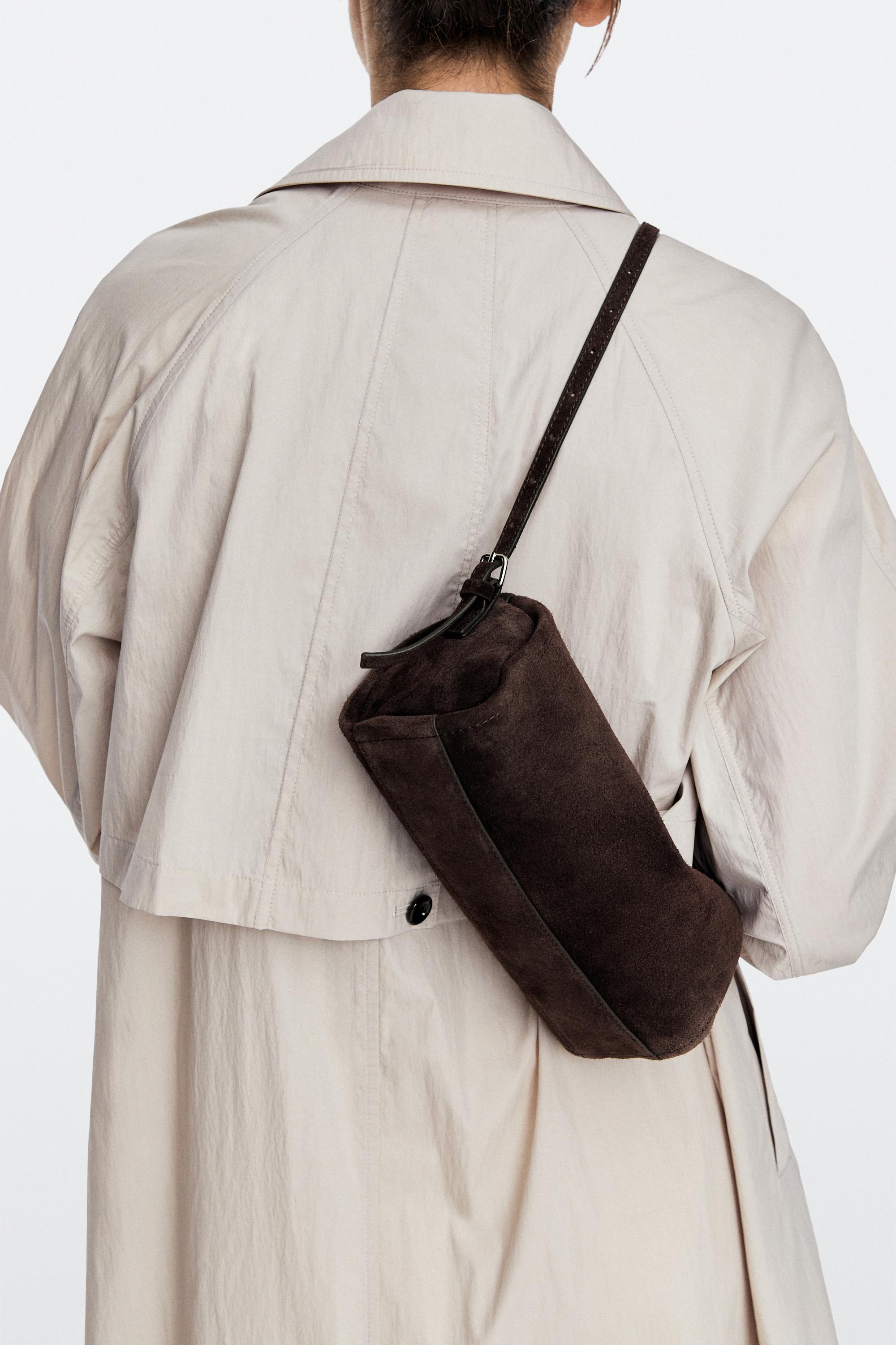 Split suede leather crossbody bag