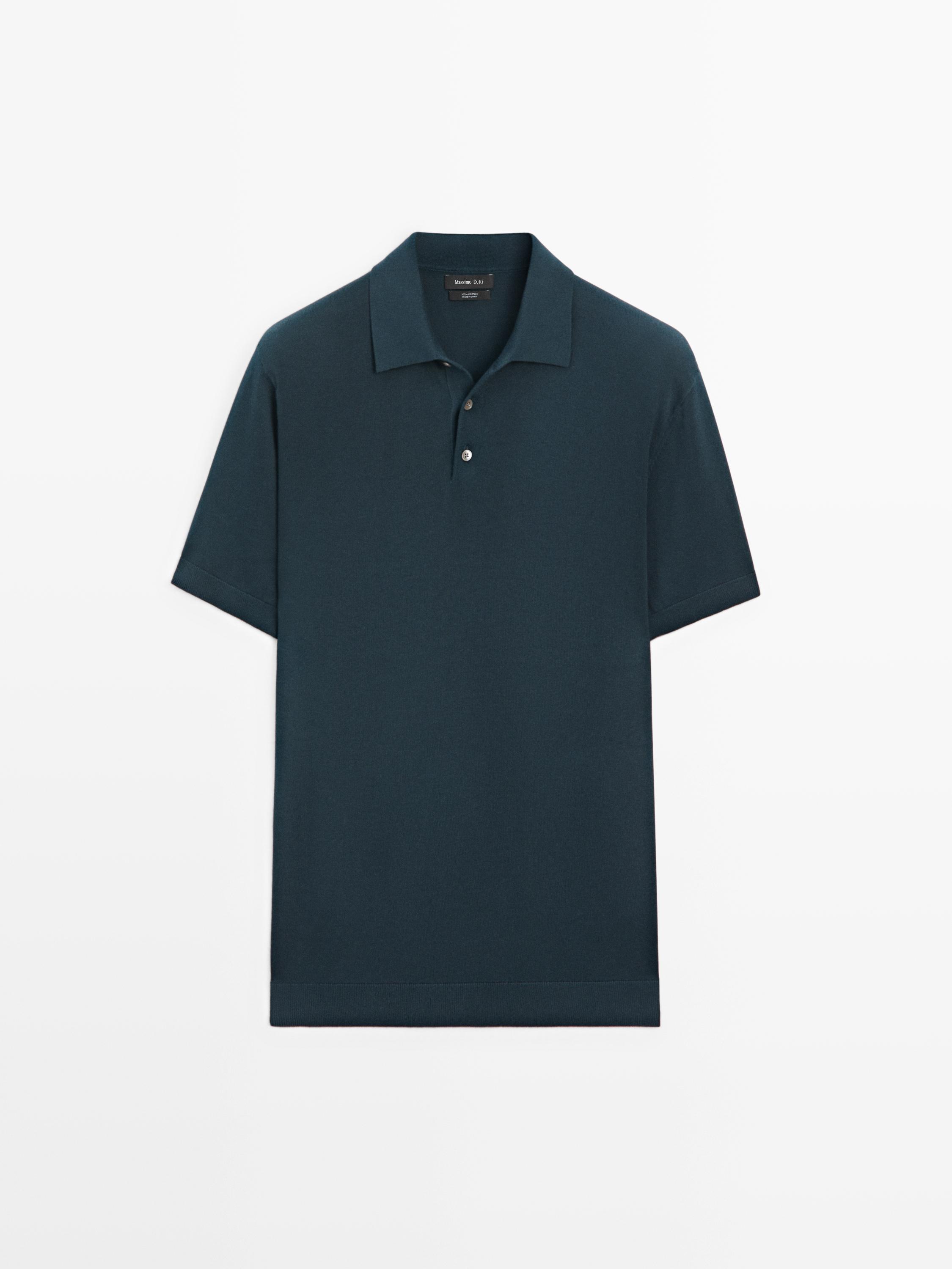 Knit cotton polo shirt