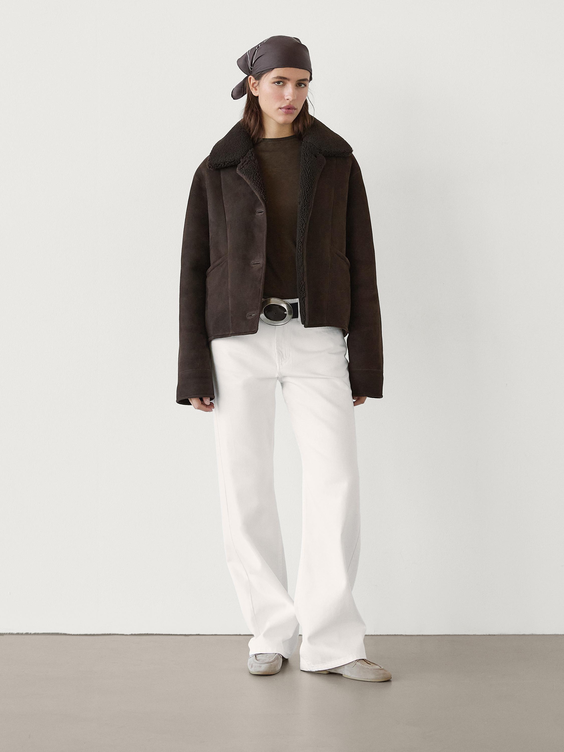 Short shearling coat