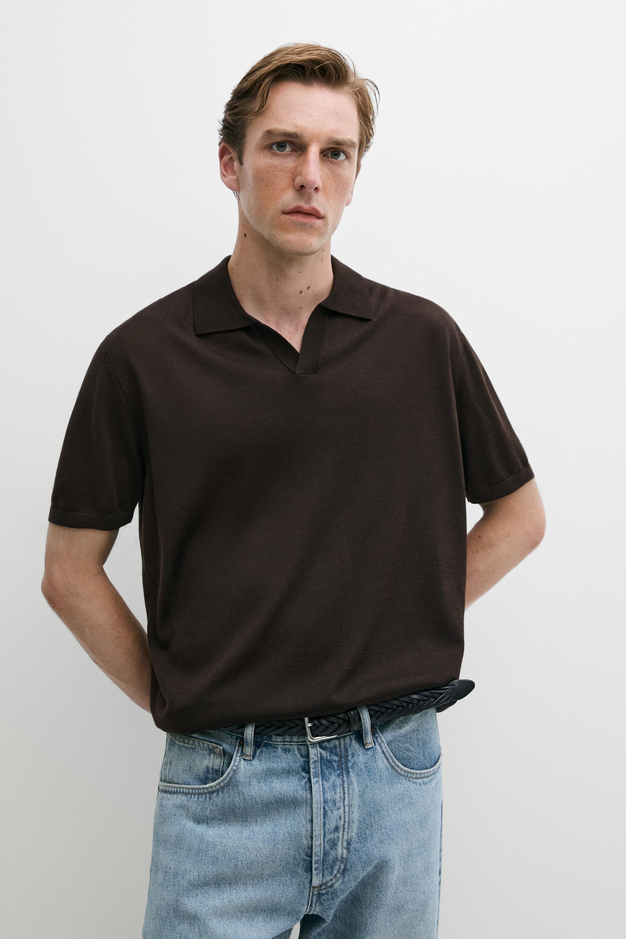 羊毛混纺短袖针织 POLO 衫
