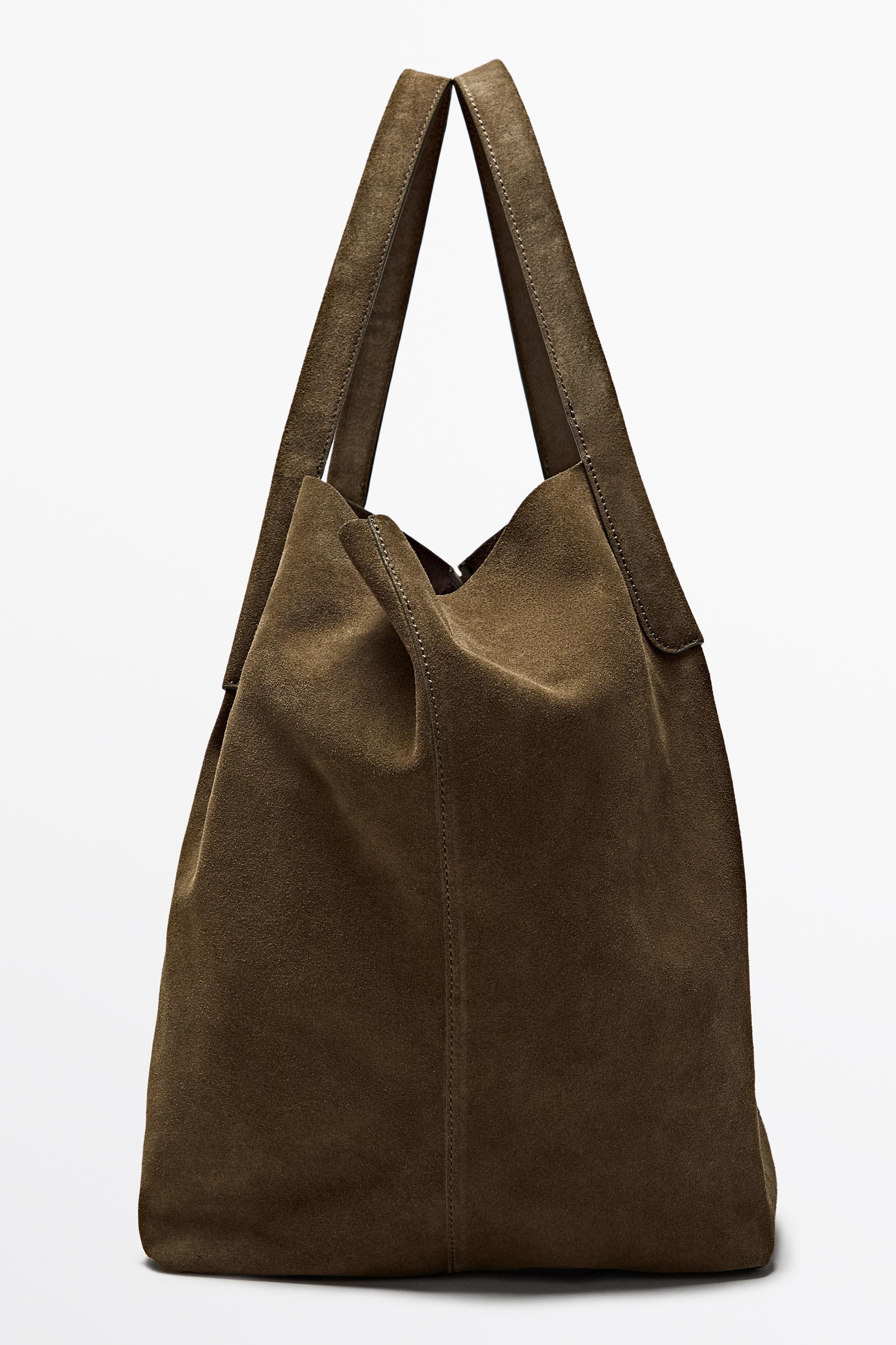 Split leather tote bag