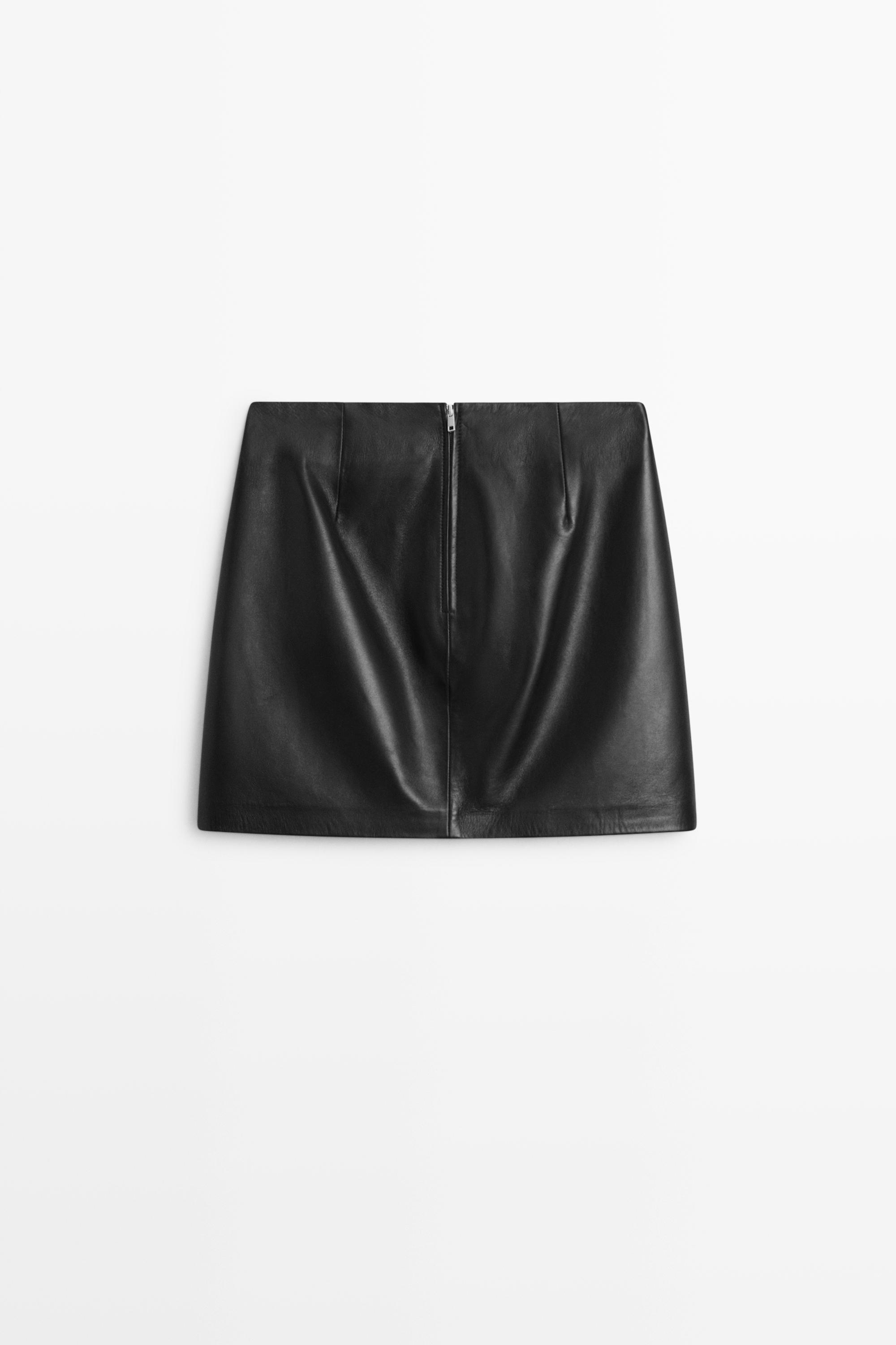 Nappa sheepskin leather mini skirt