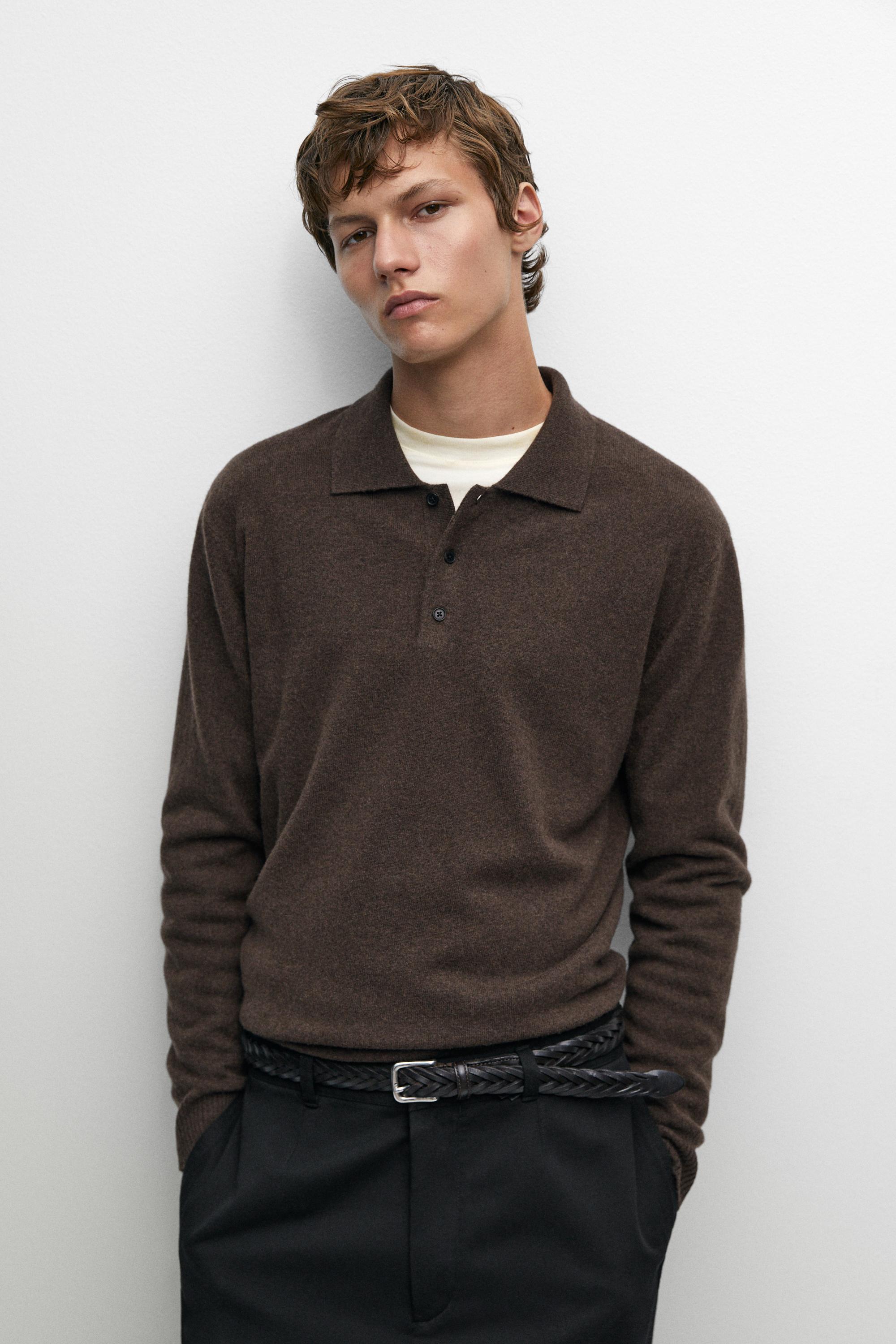 Wool cashmere blend polo sweater