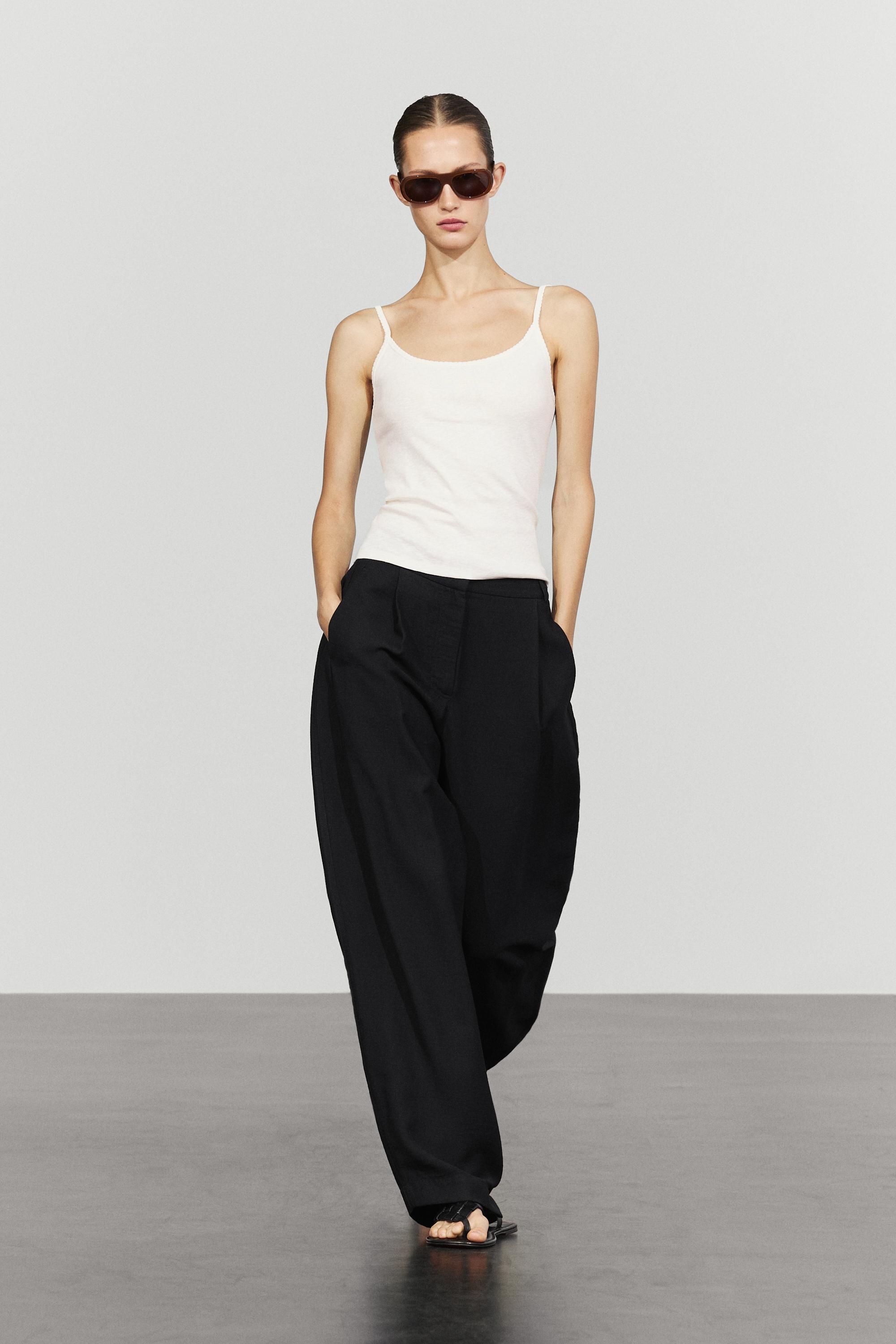 Cotton blend strappy top