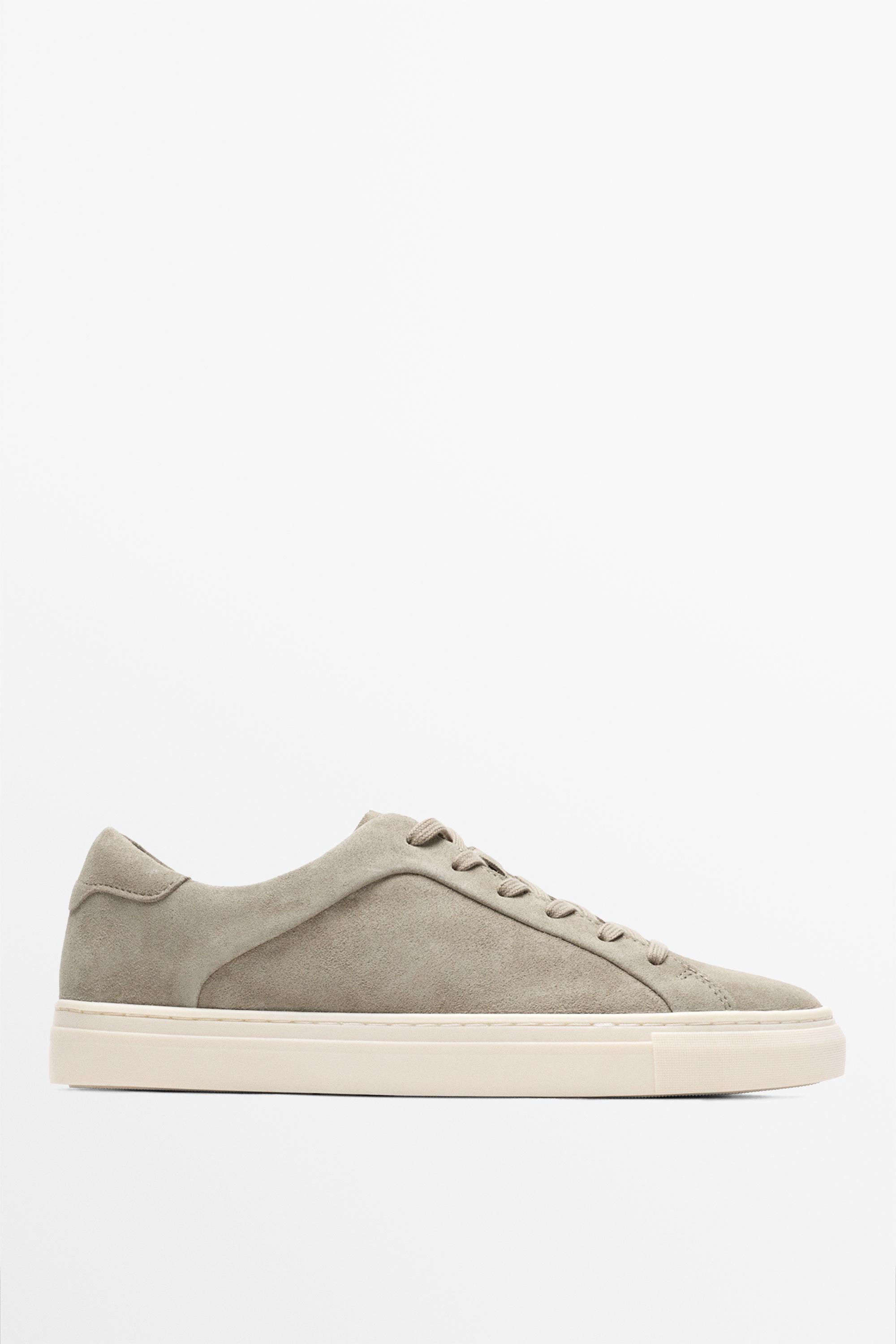 Leather trainers with lug sole