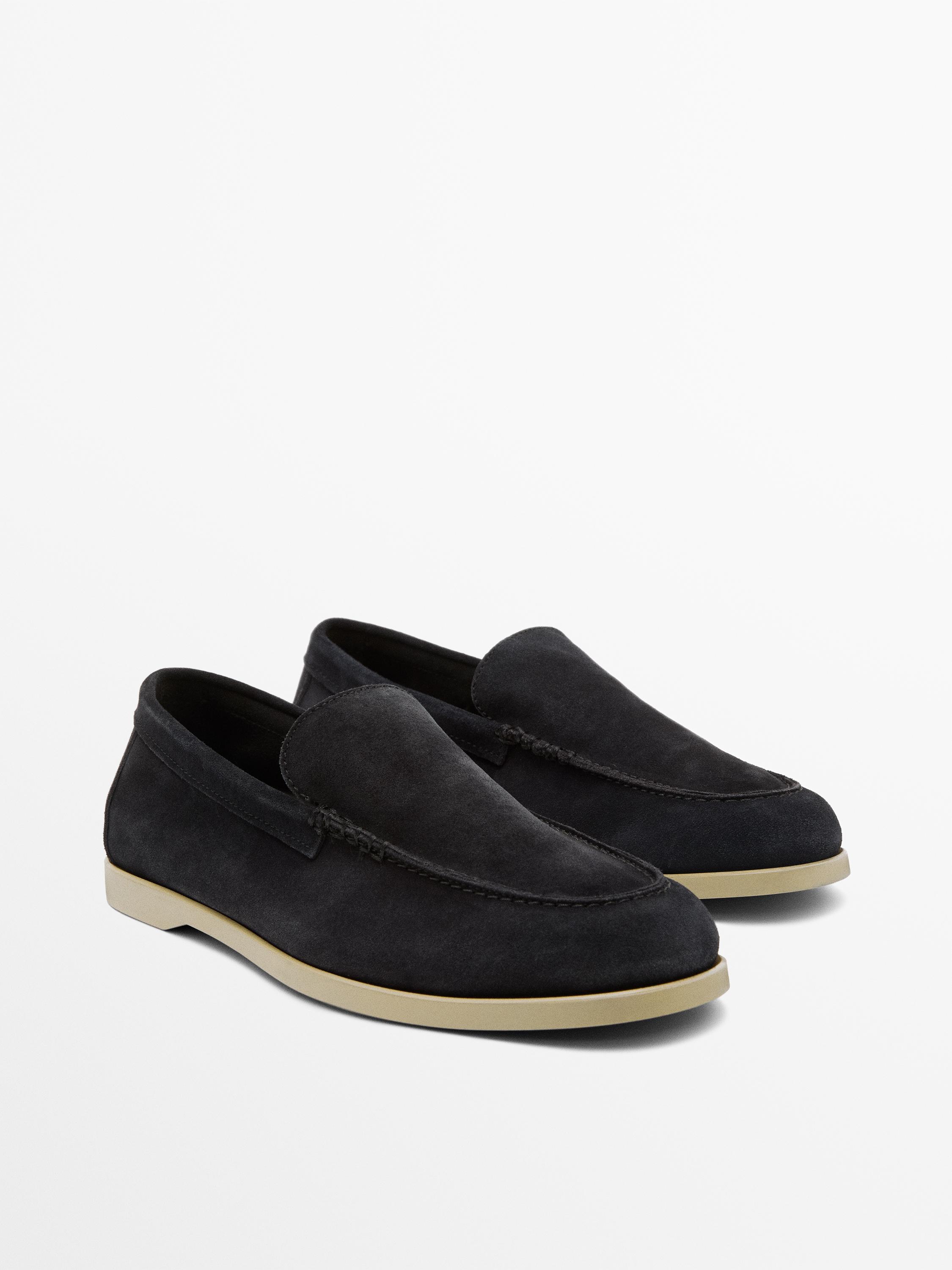 Soft split leather loafers
