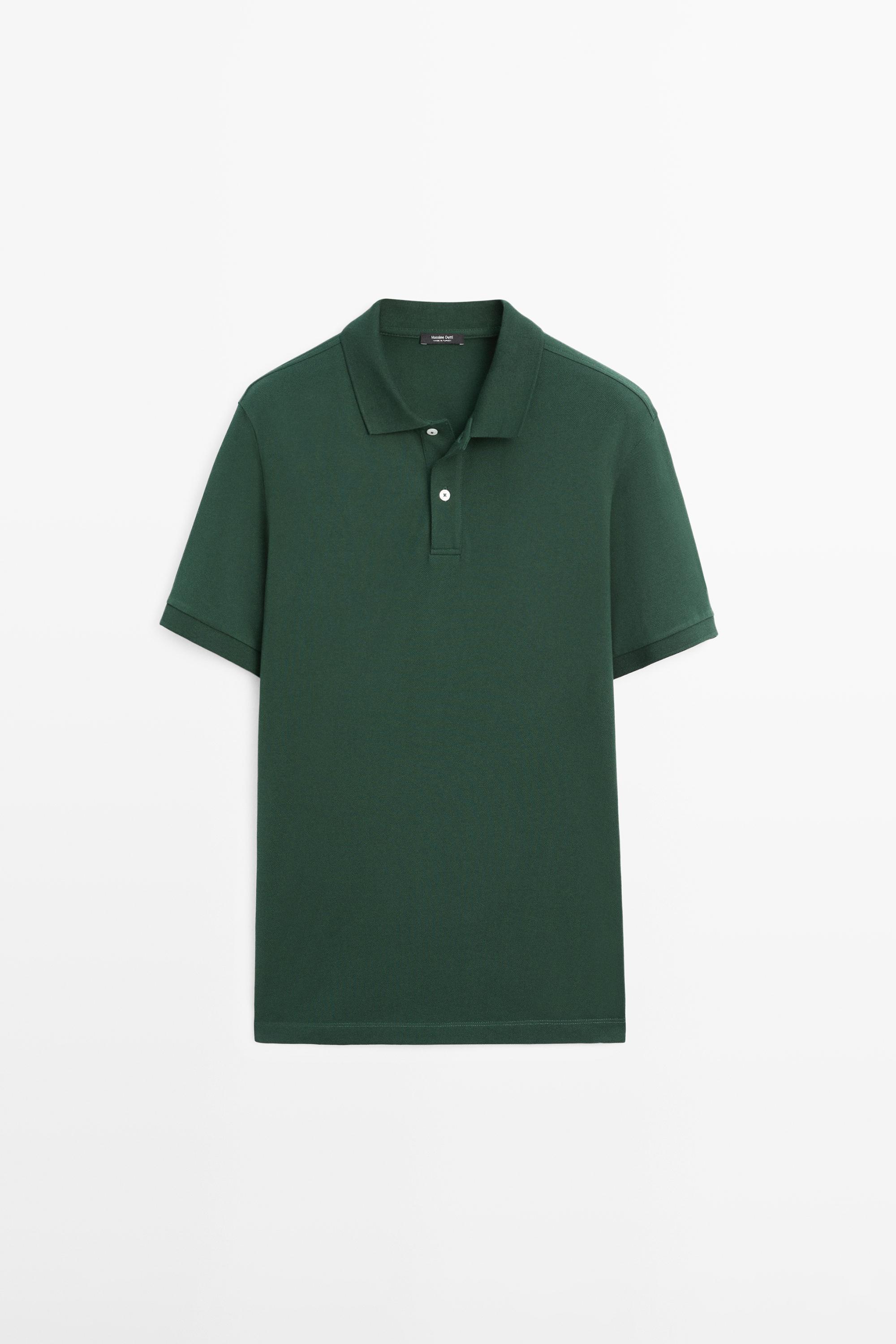 Micro textured cotton piqué polo shirt
