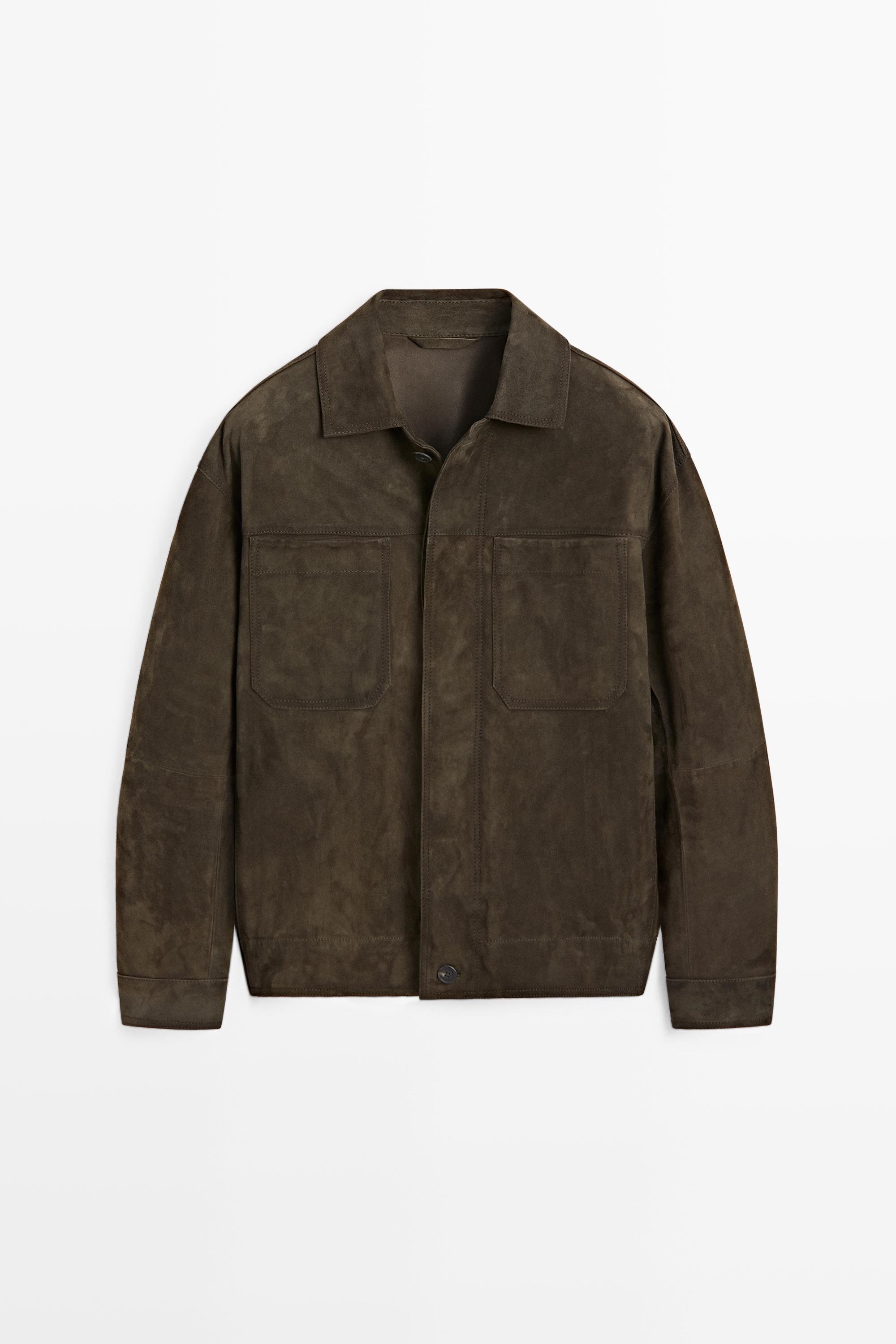 Relaxed fit suede leather jacket