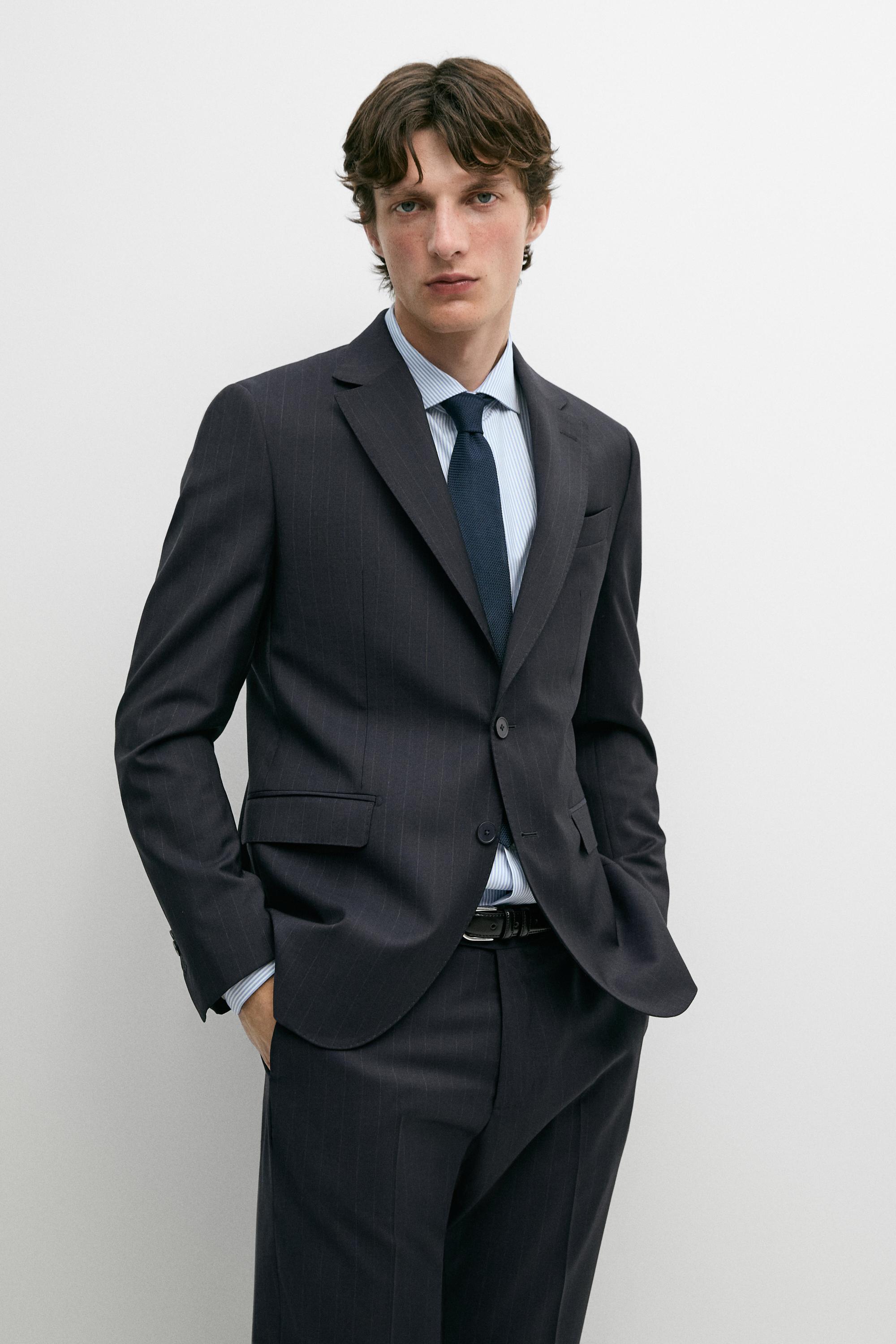Striped 100% cool wool suit blazer