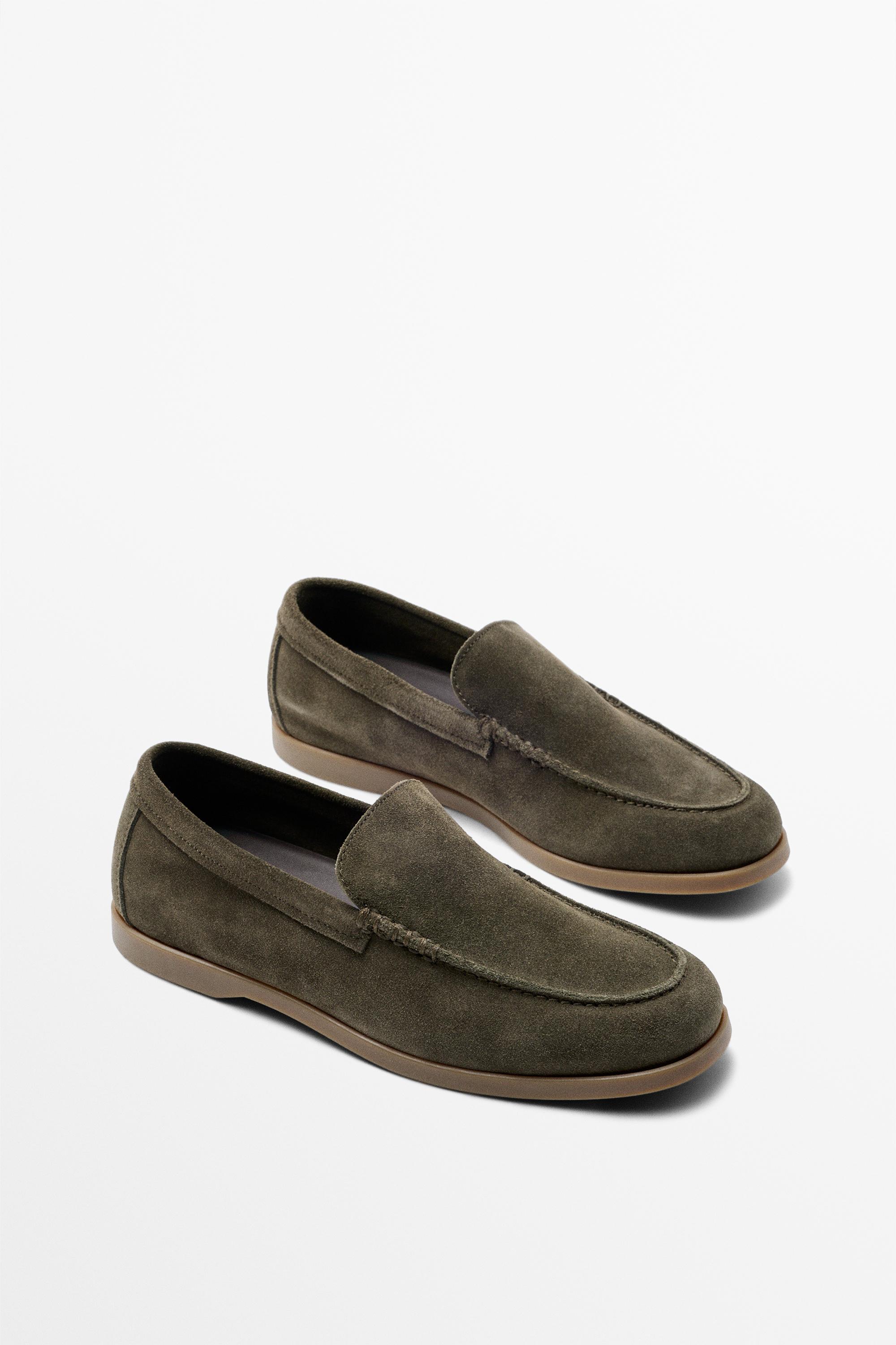 Soft split leather loafers