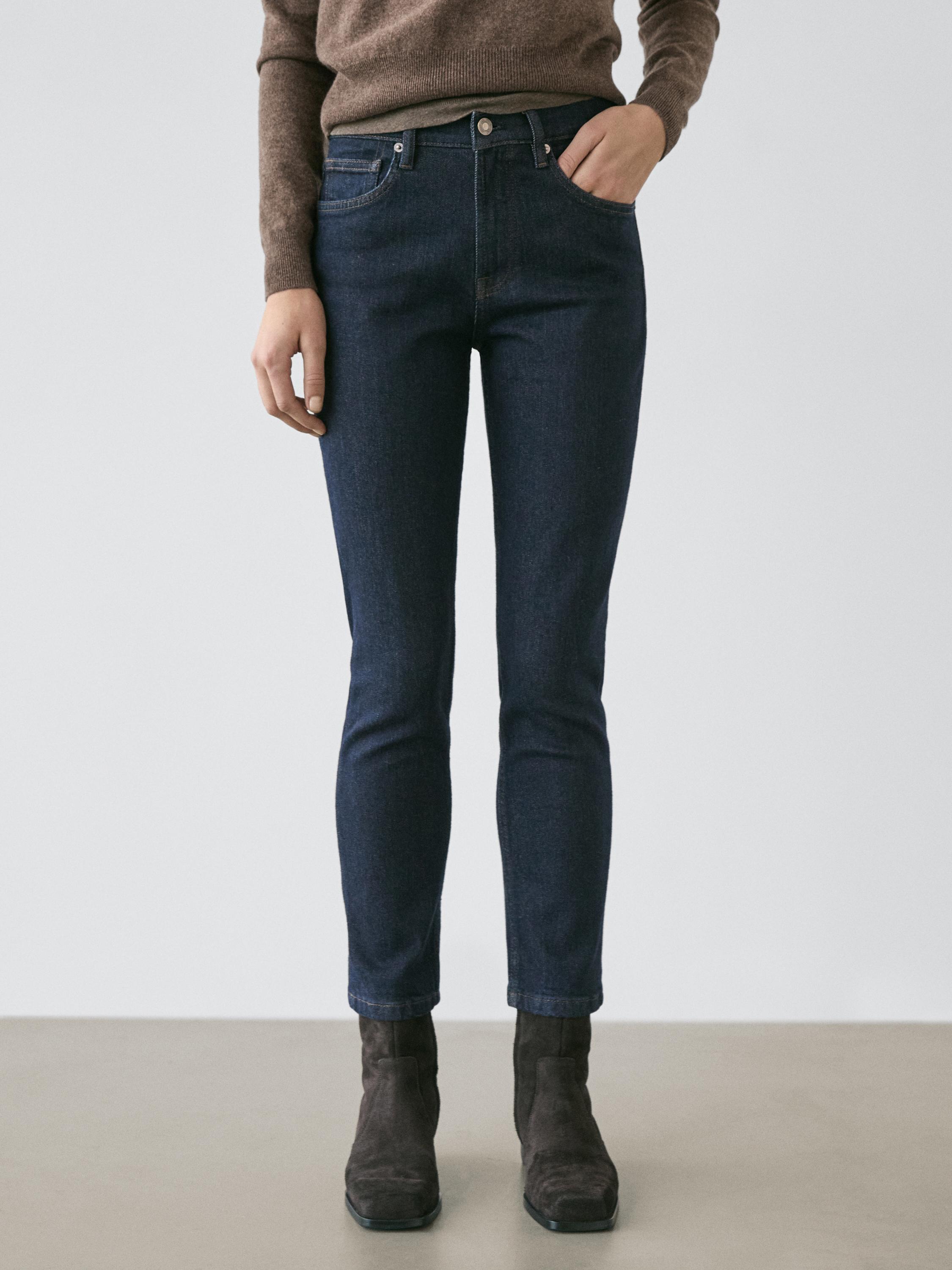 Mid-rise cropped slim fit jeans