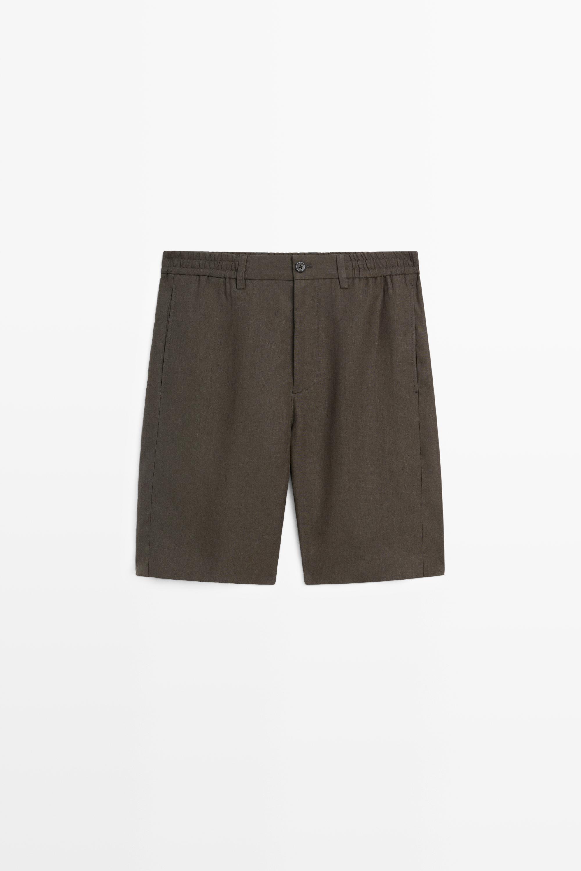 100% linen short Bermuda shorts