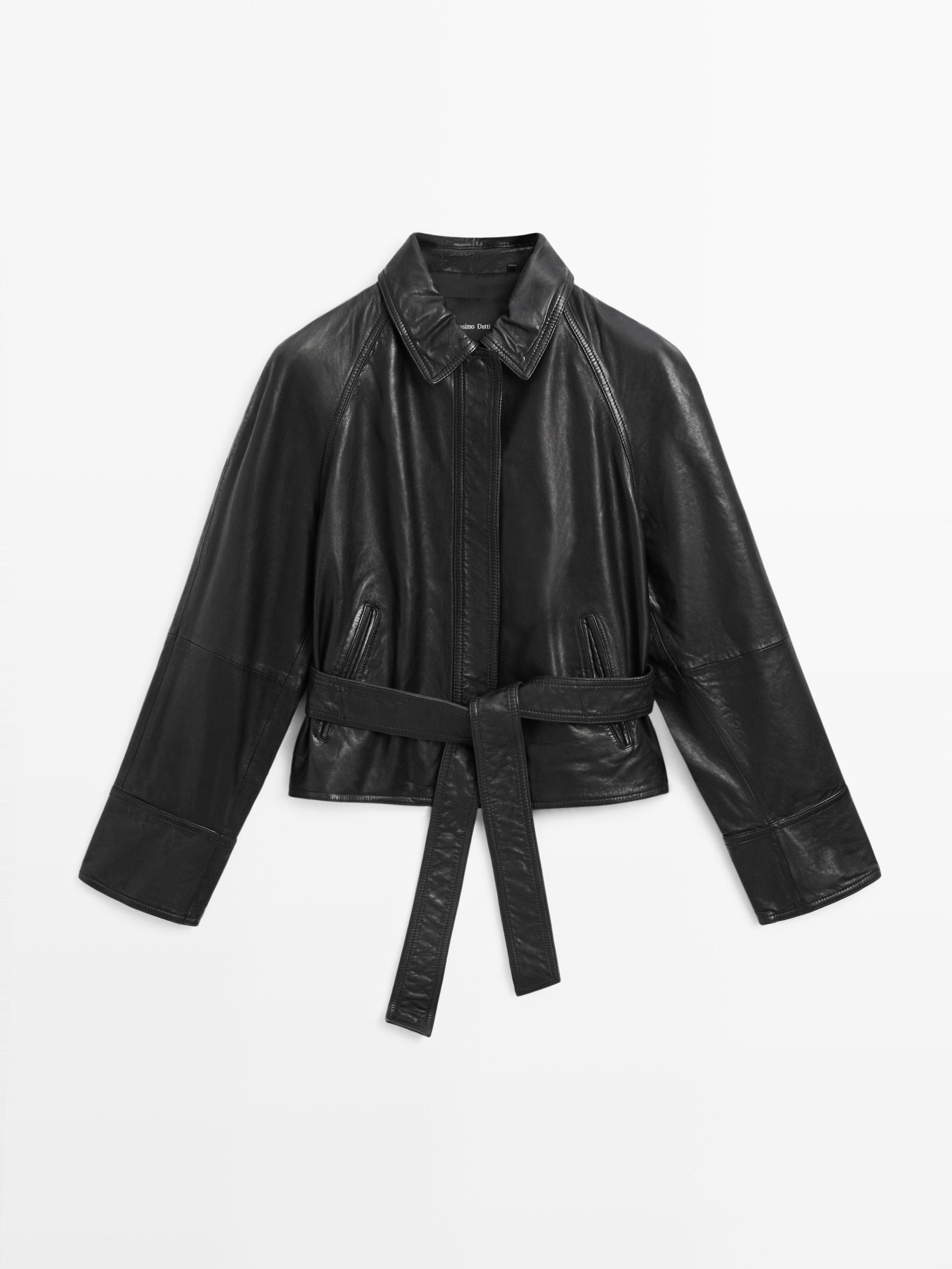 Nappa leather jacket with belt