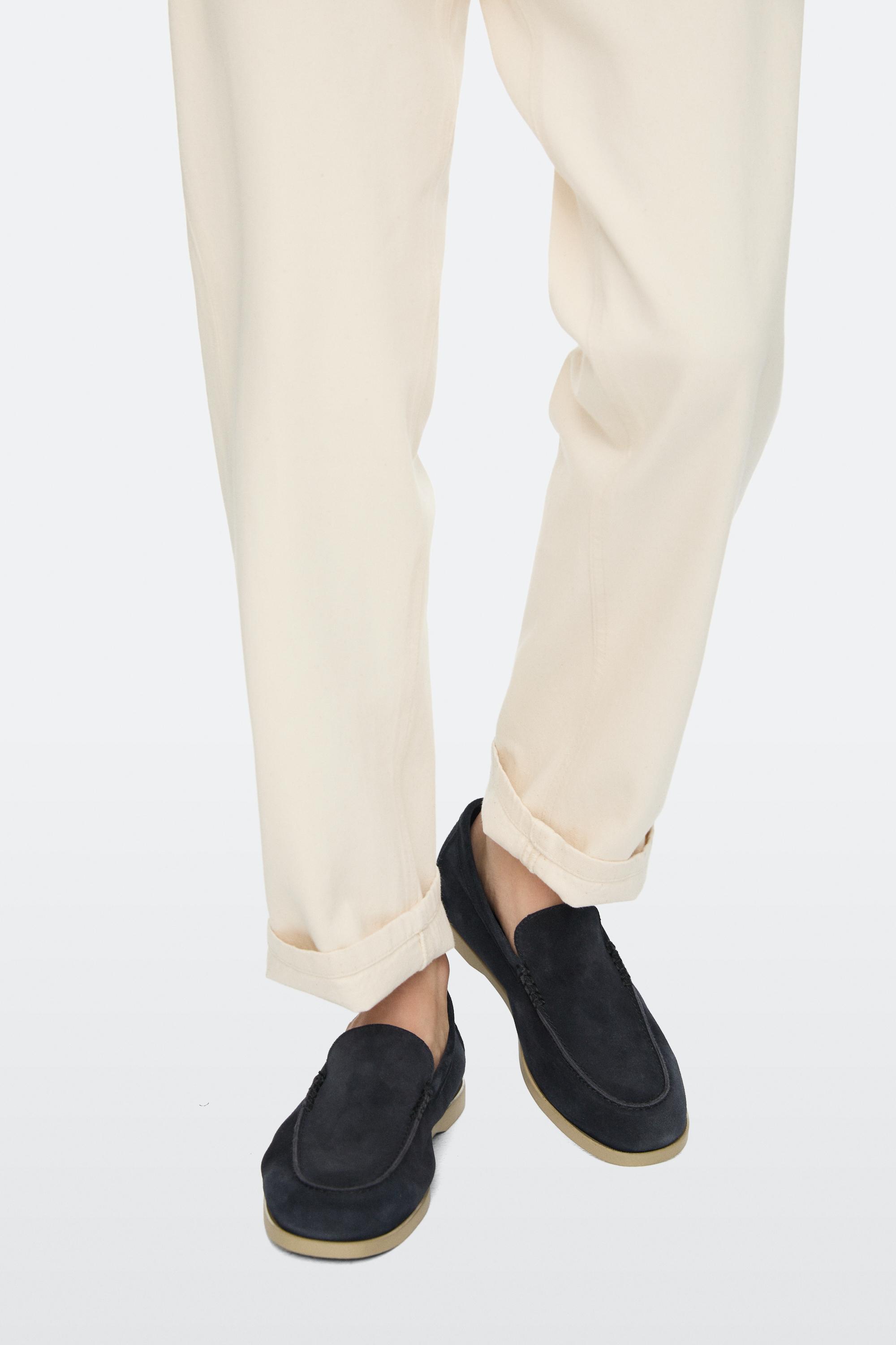 Soft split leather loafers