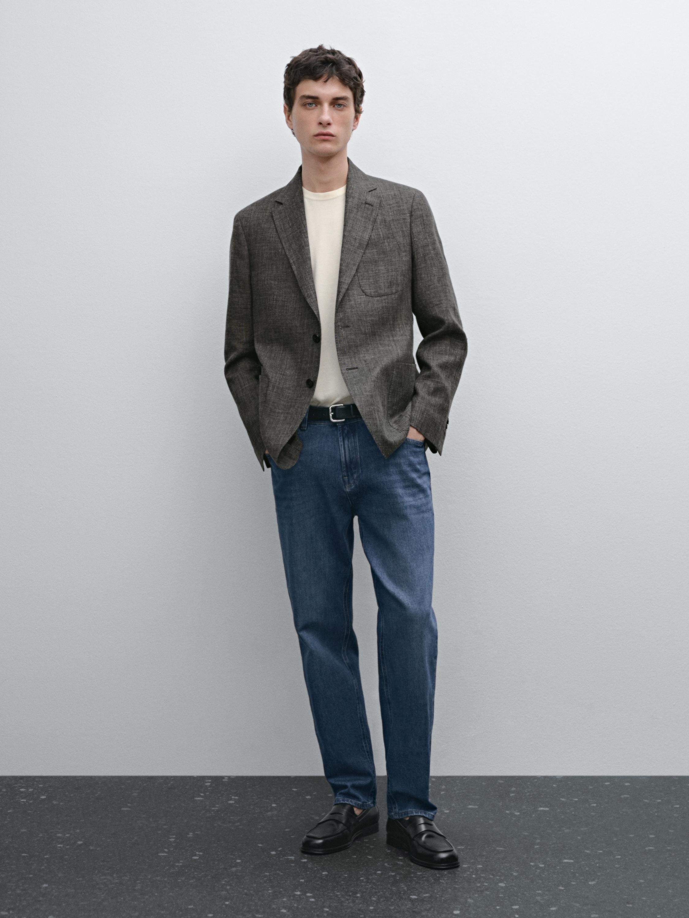 Linen and cotton blend blazer