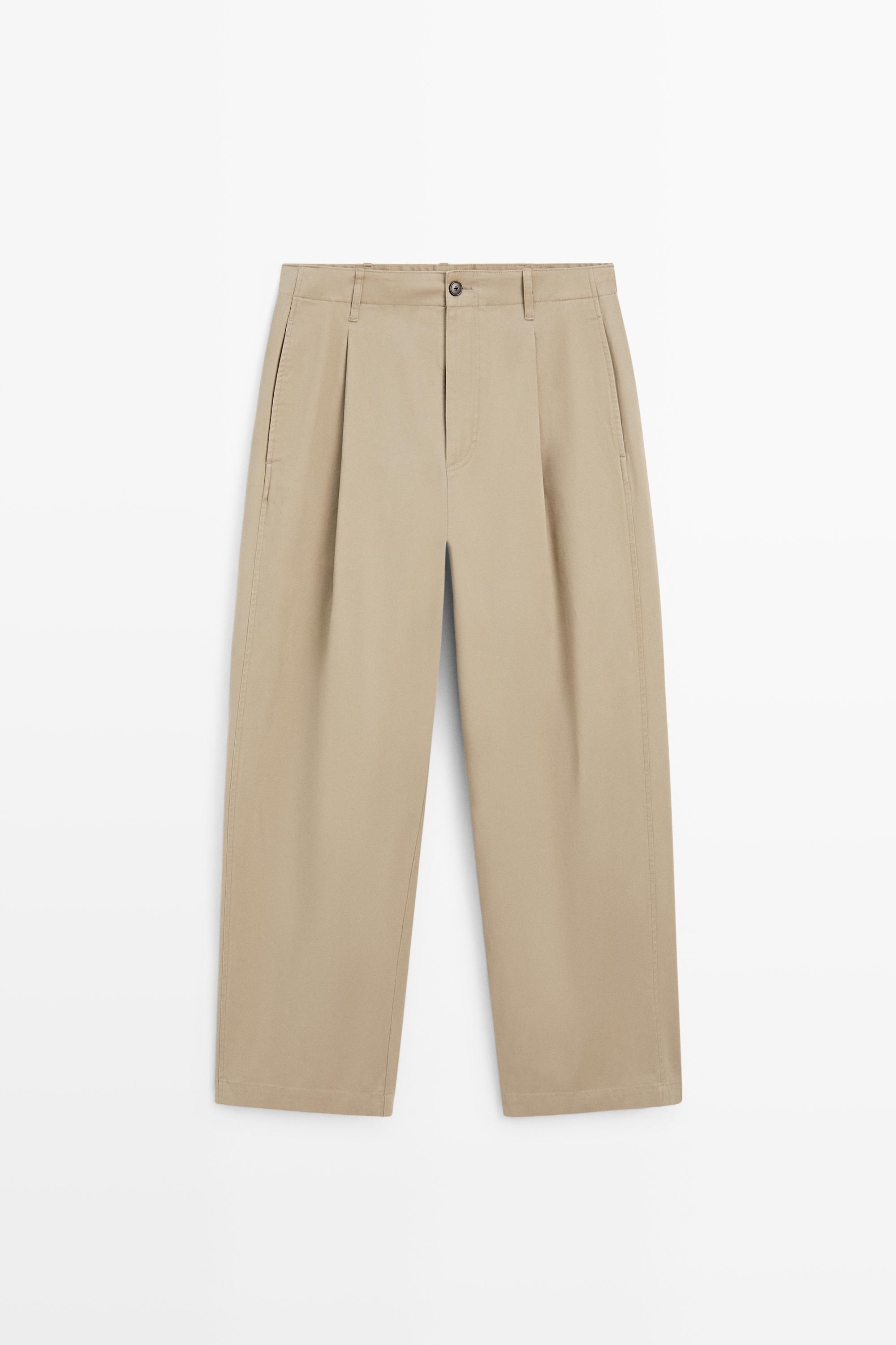 Pleated barrel fit pants