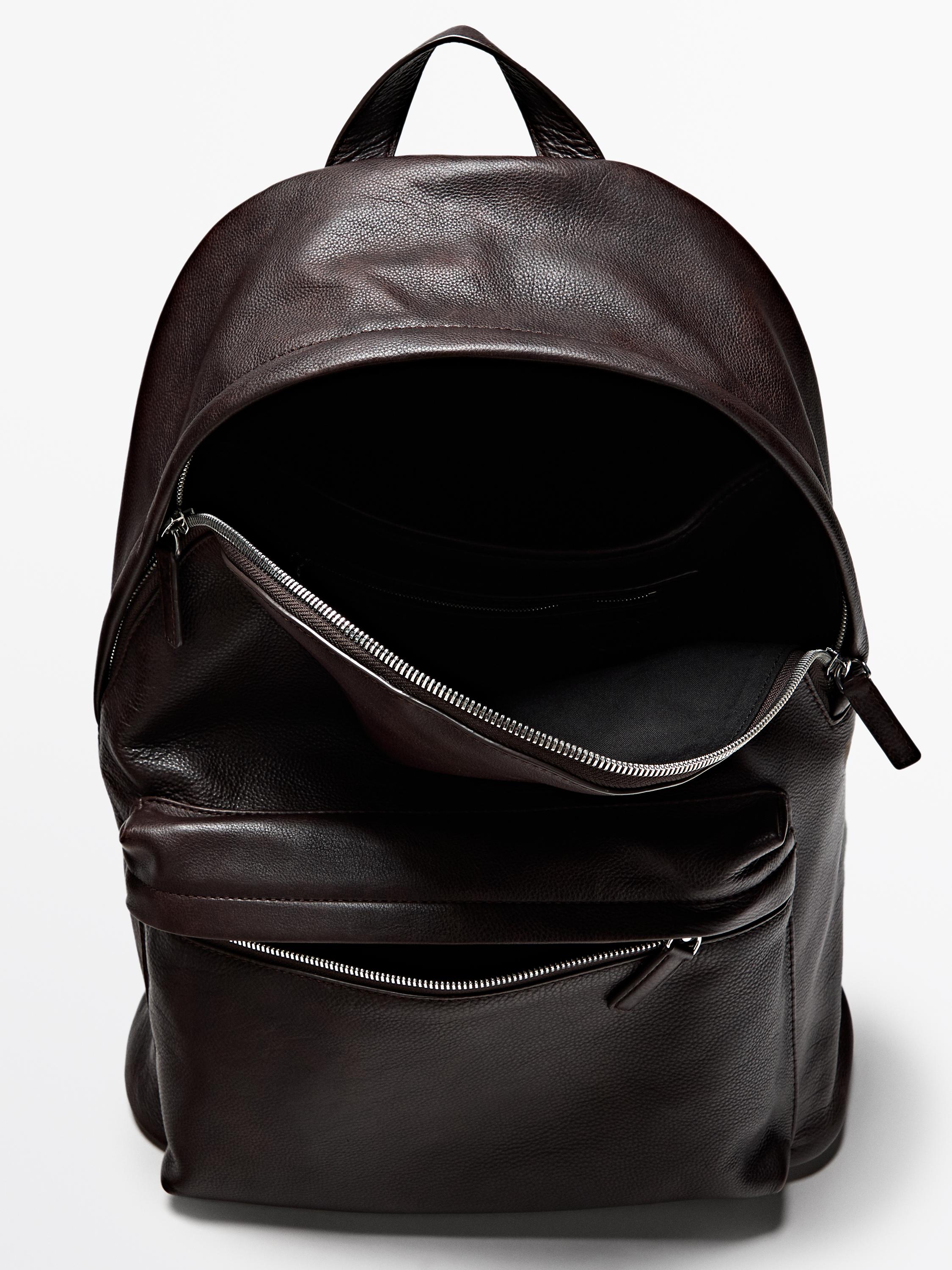 Nappa leather backpack with zip