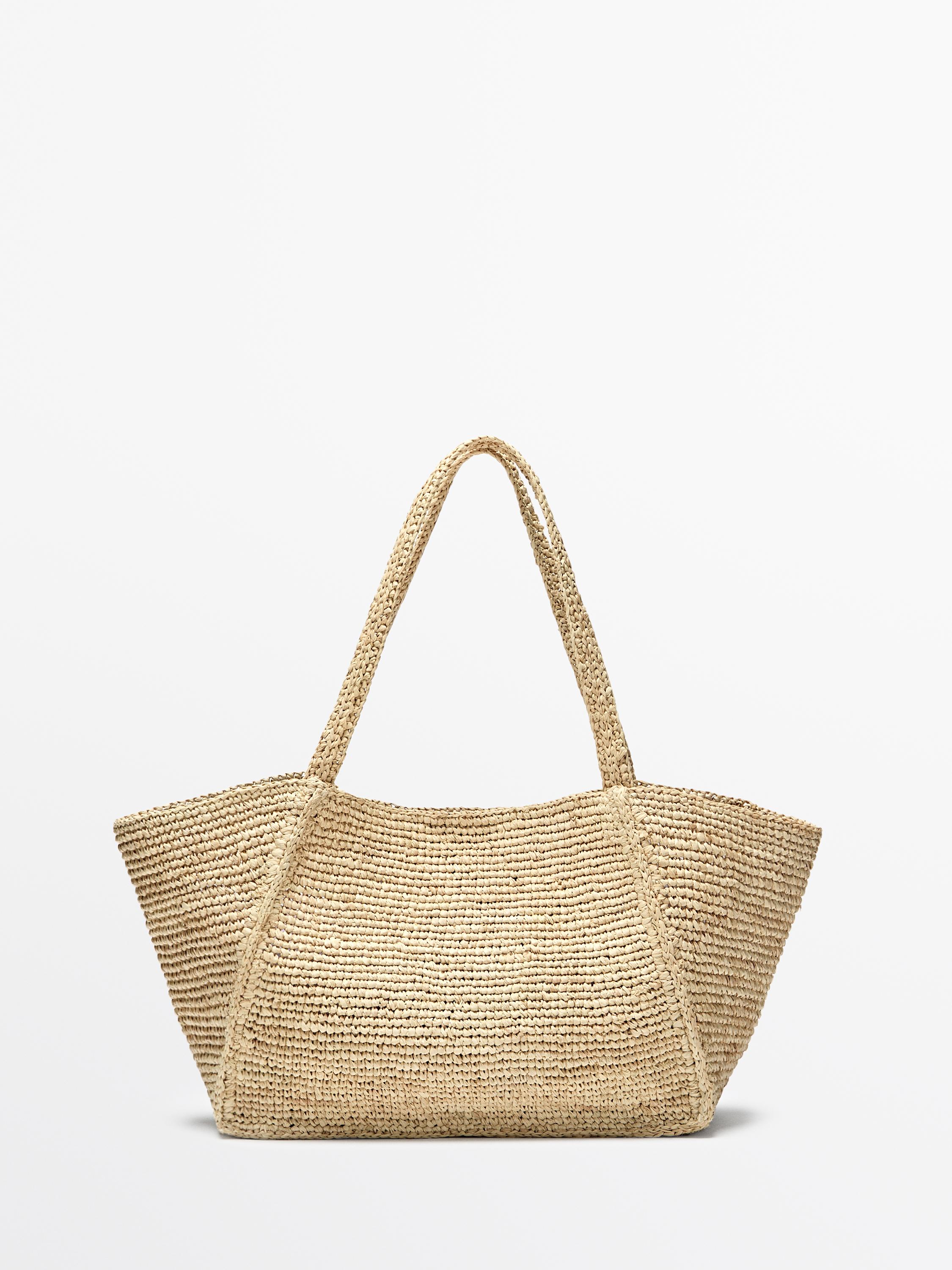 100% raffia mid-sized tote bag