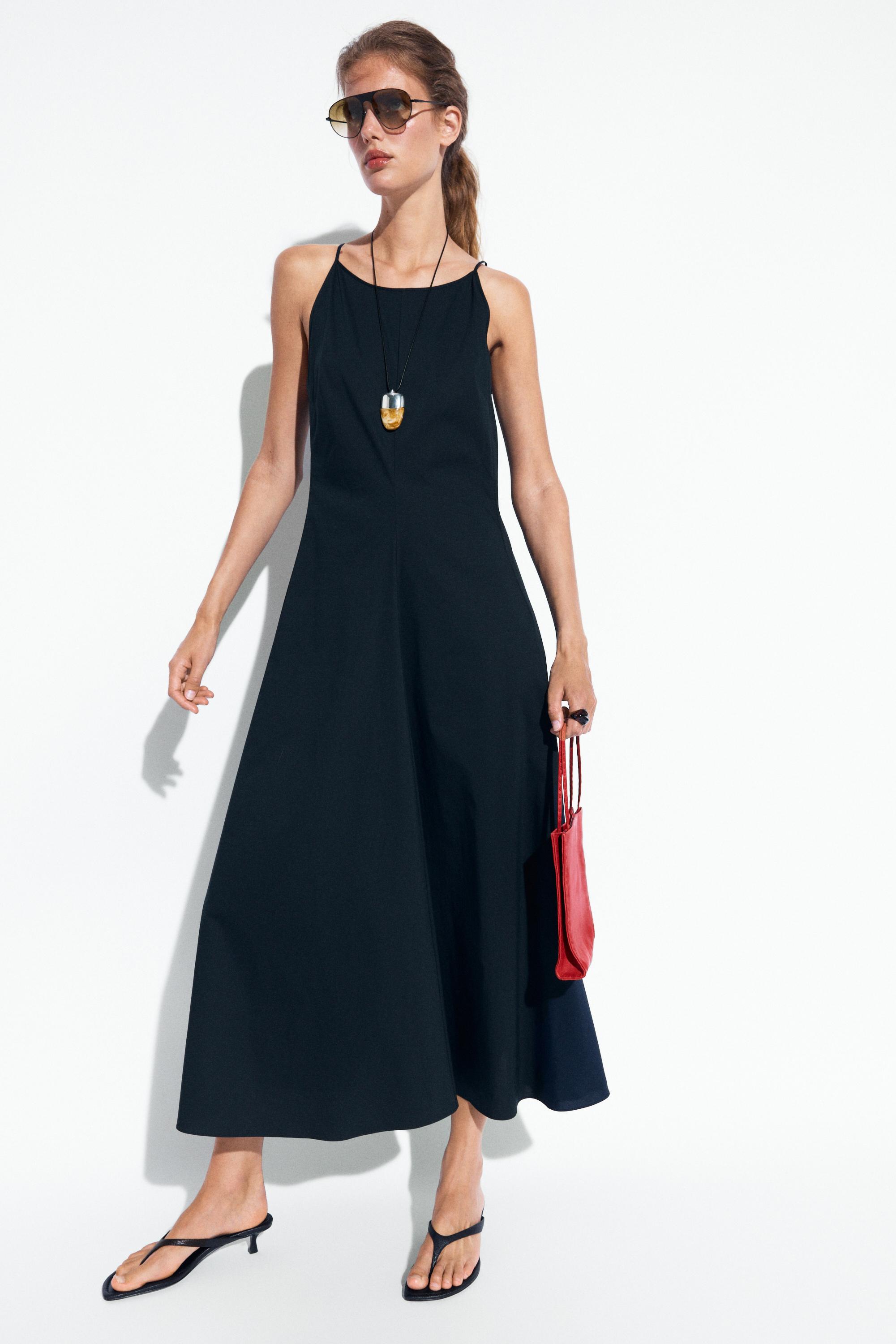Poplin dress with thin straps