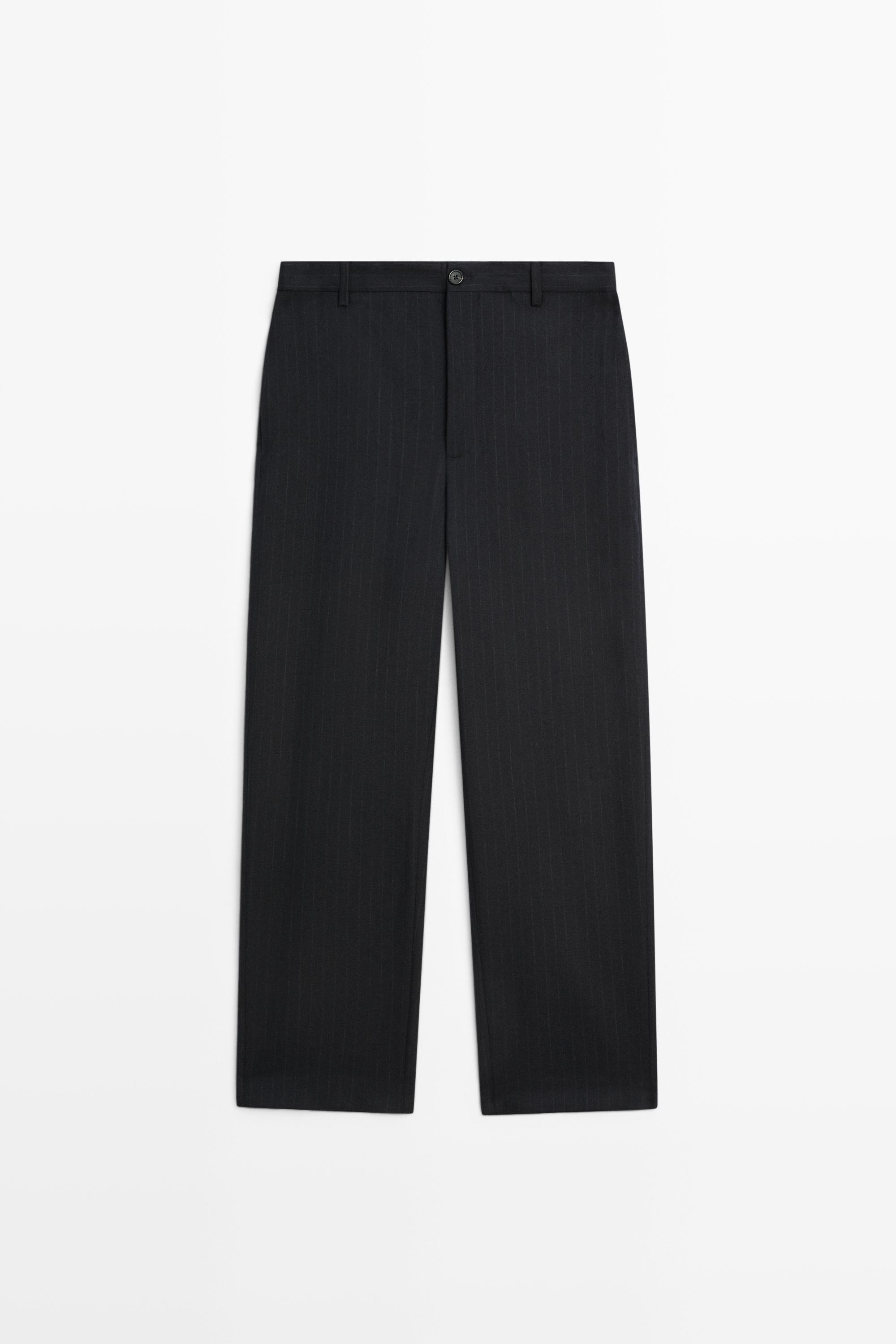 100% wool striped relaxed fit trousers