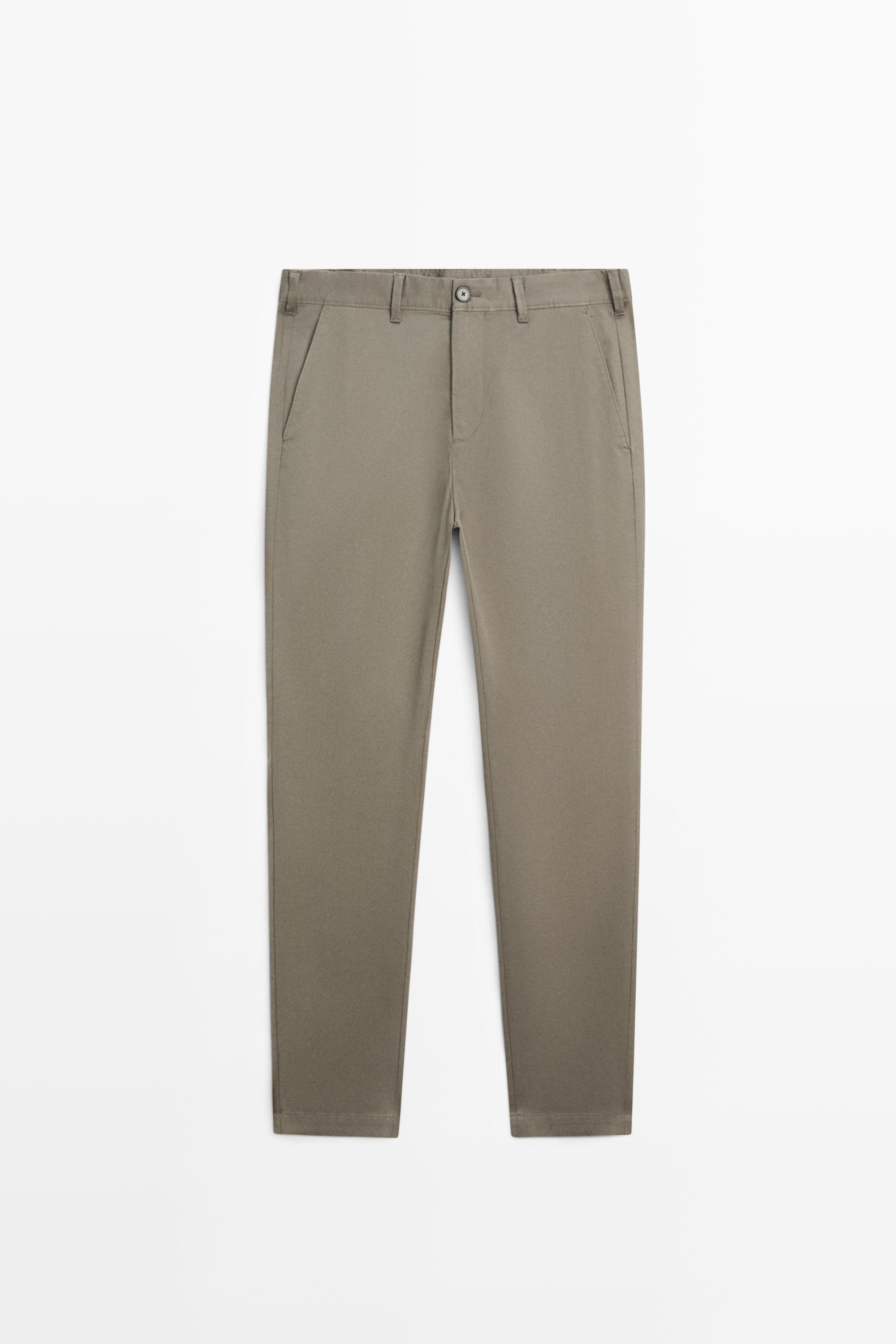 Cotton blend slim fit pants