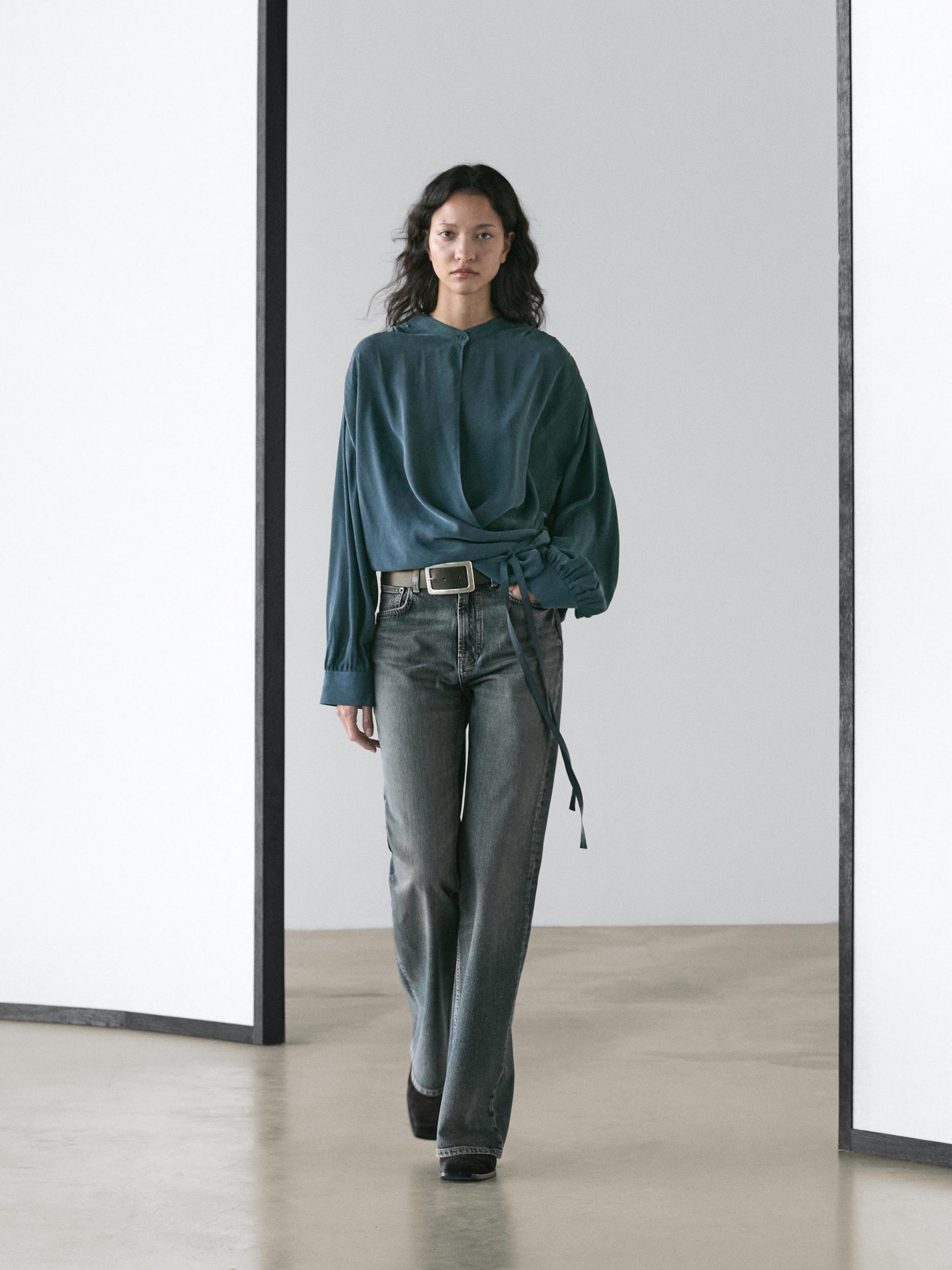 Flowing surplice blouse