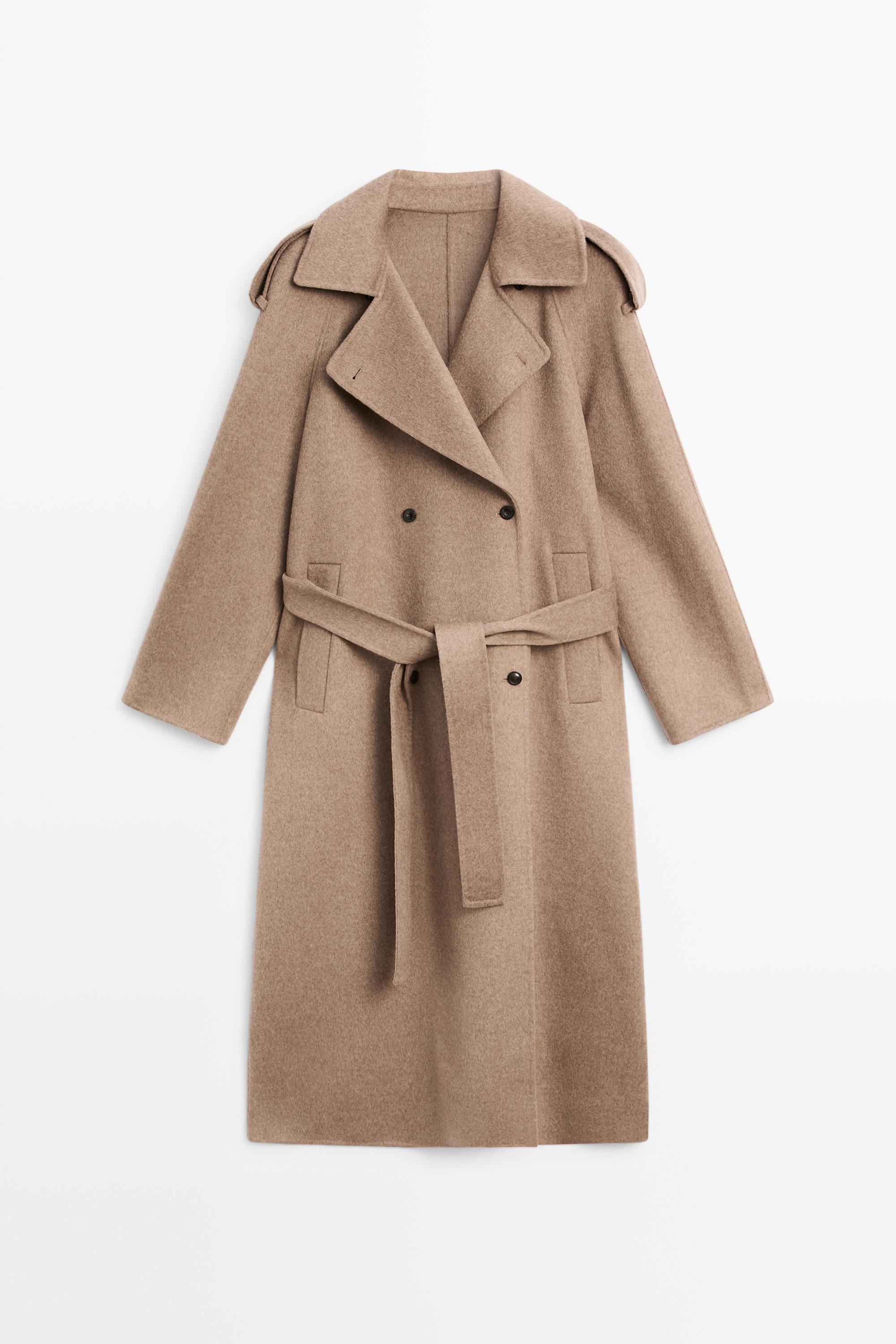 Long wool blend trench coat