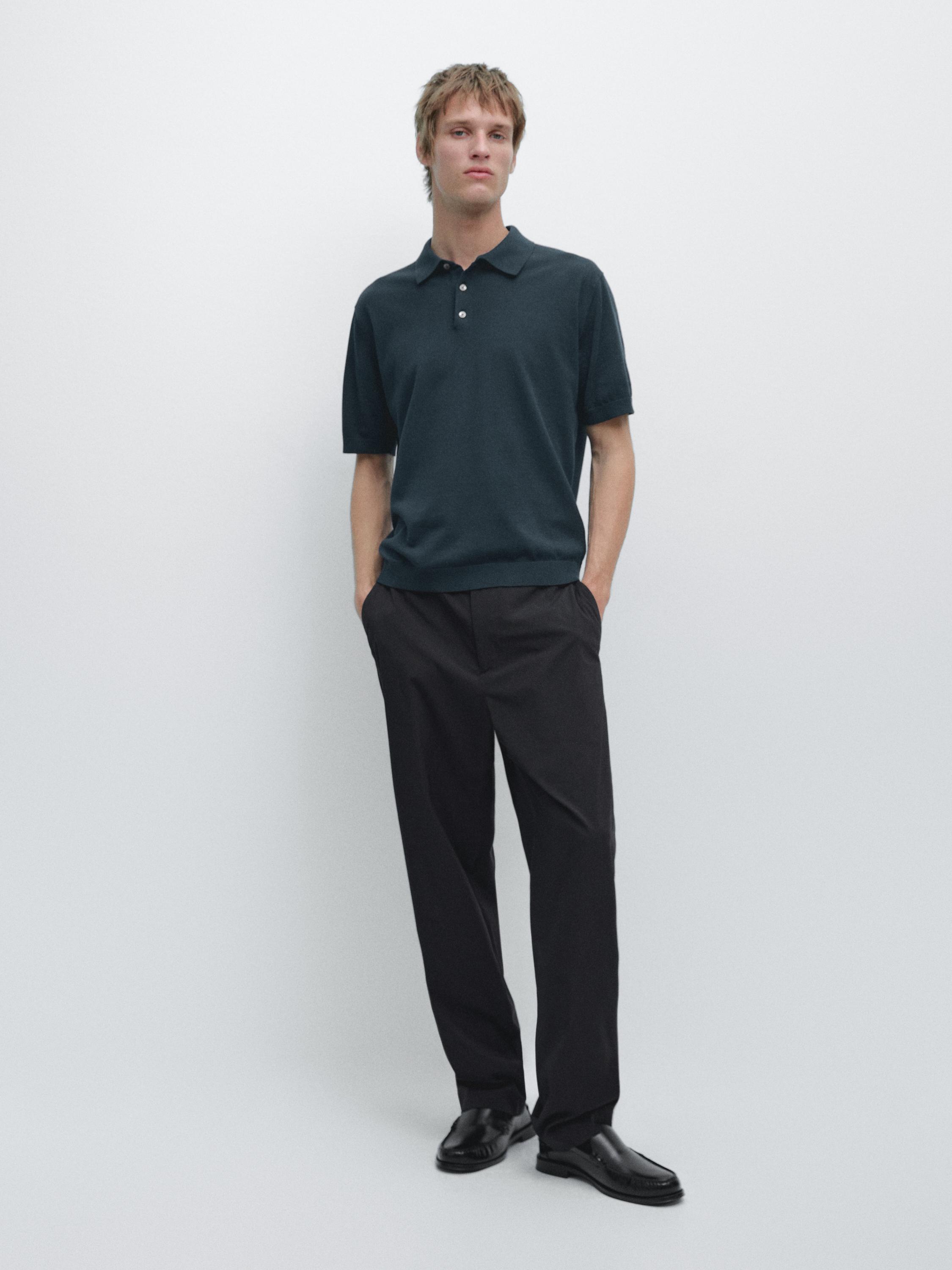 Knit cotton polo shirt