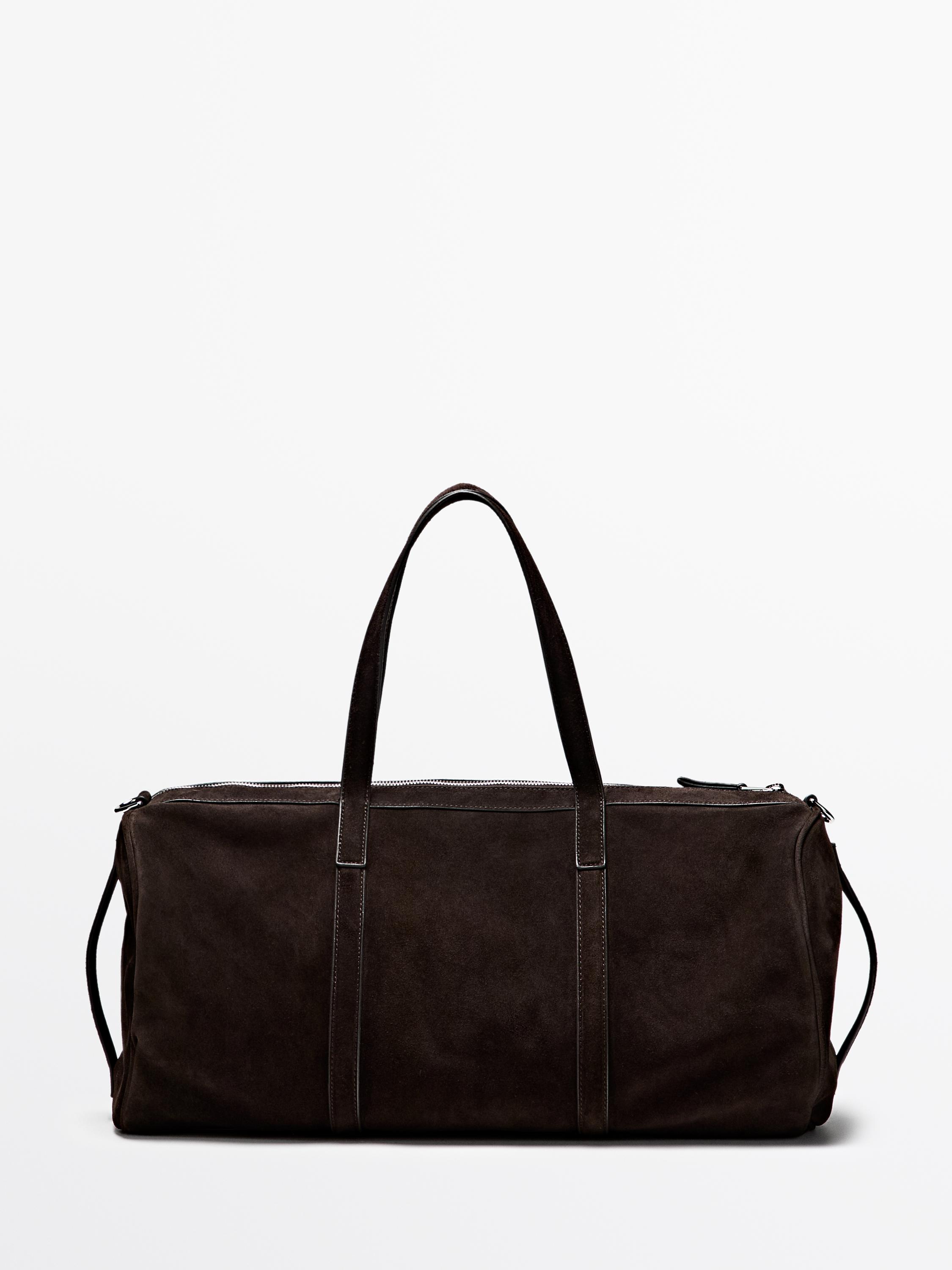 Suede leather travel bag