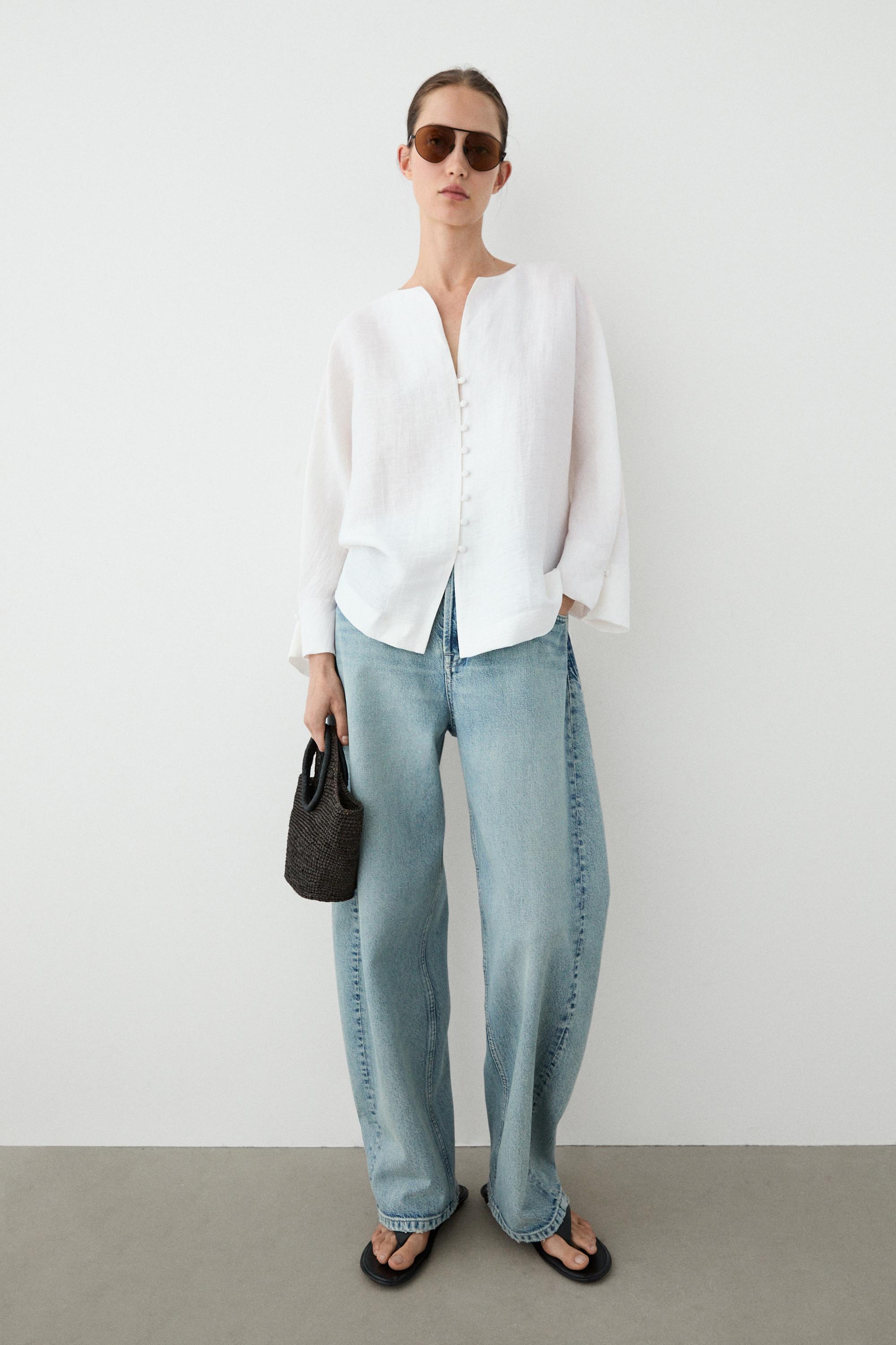 Linen blend overshirt with buttons
