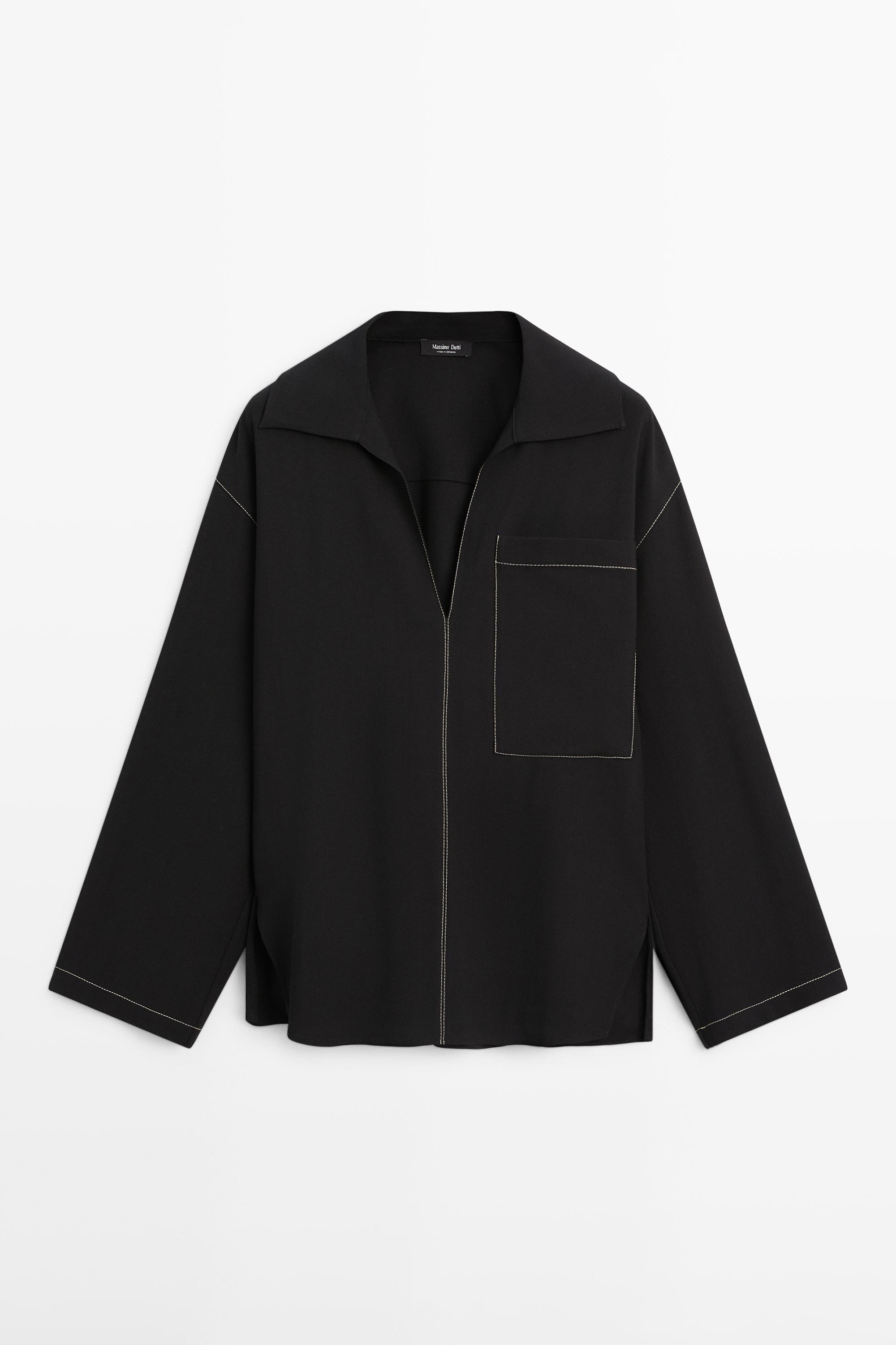Flowing wool blend overshirt with pocket detail