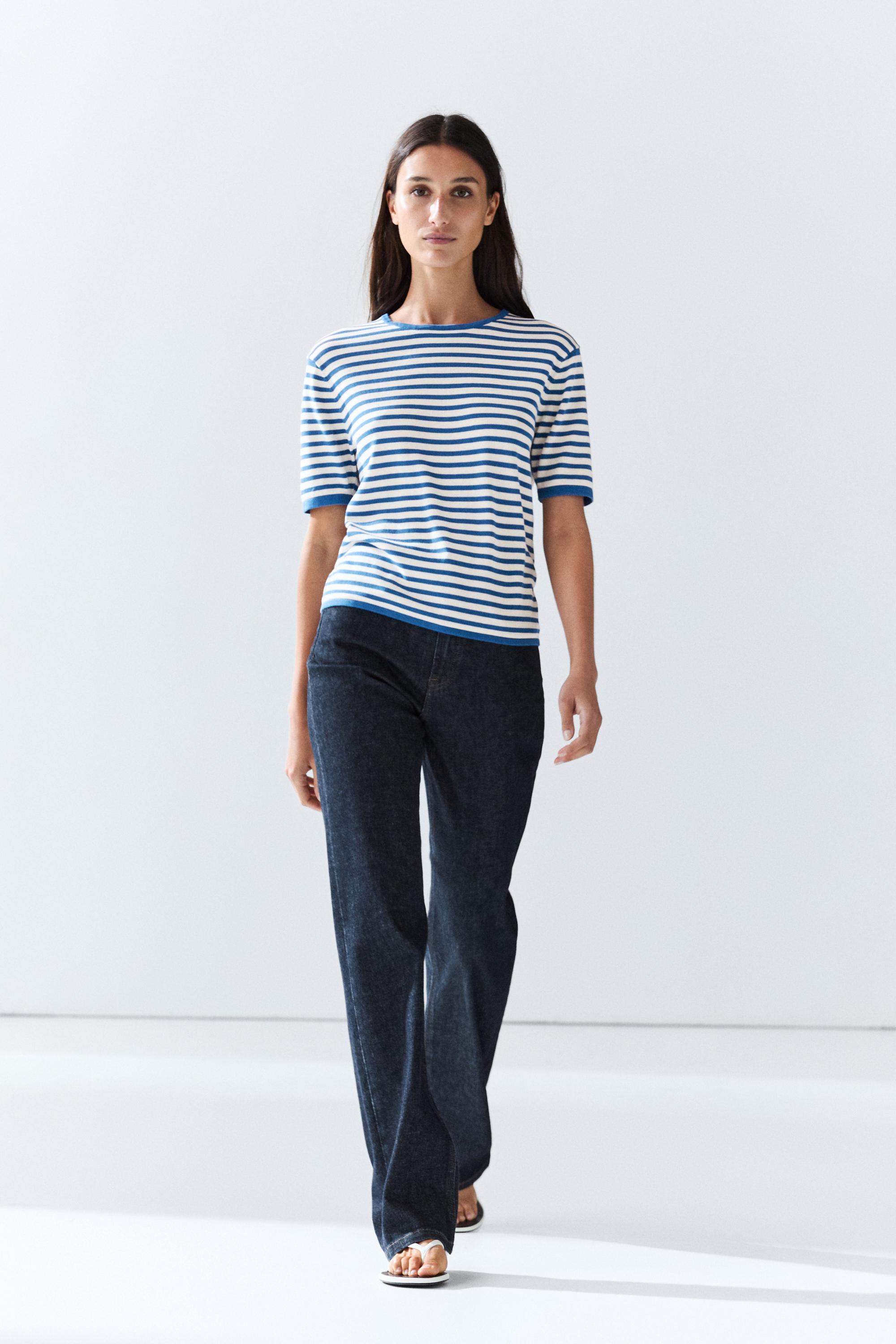 Striped short sleeve knit T-shirt