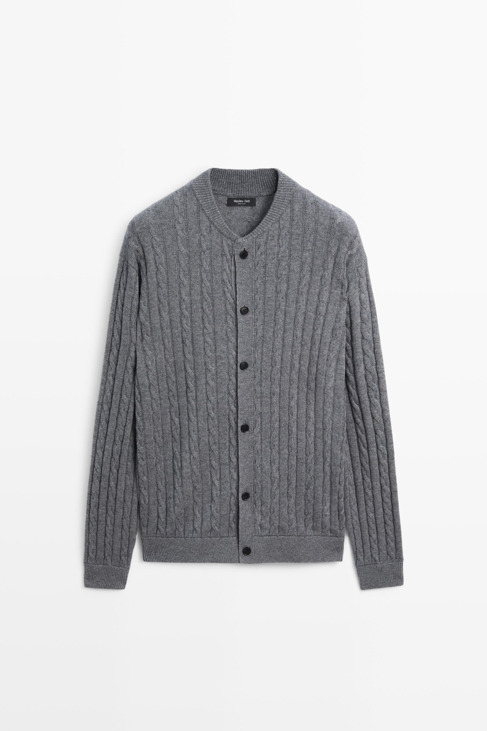 Braided knit bomber cardigan