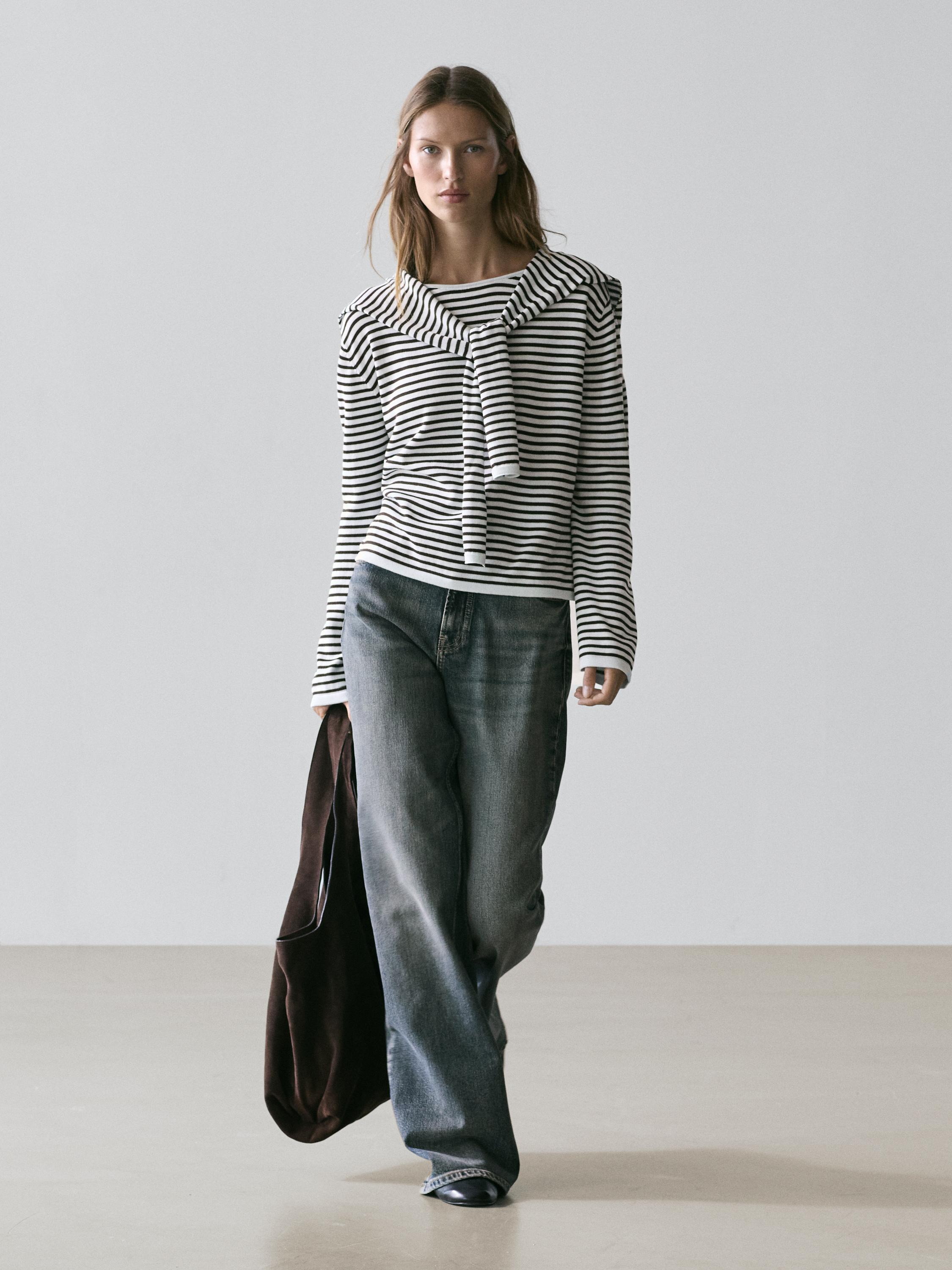 100% cotton striped knit sweater