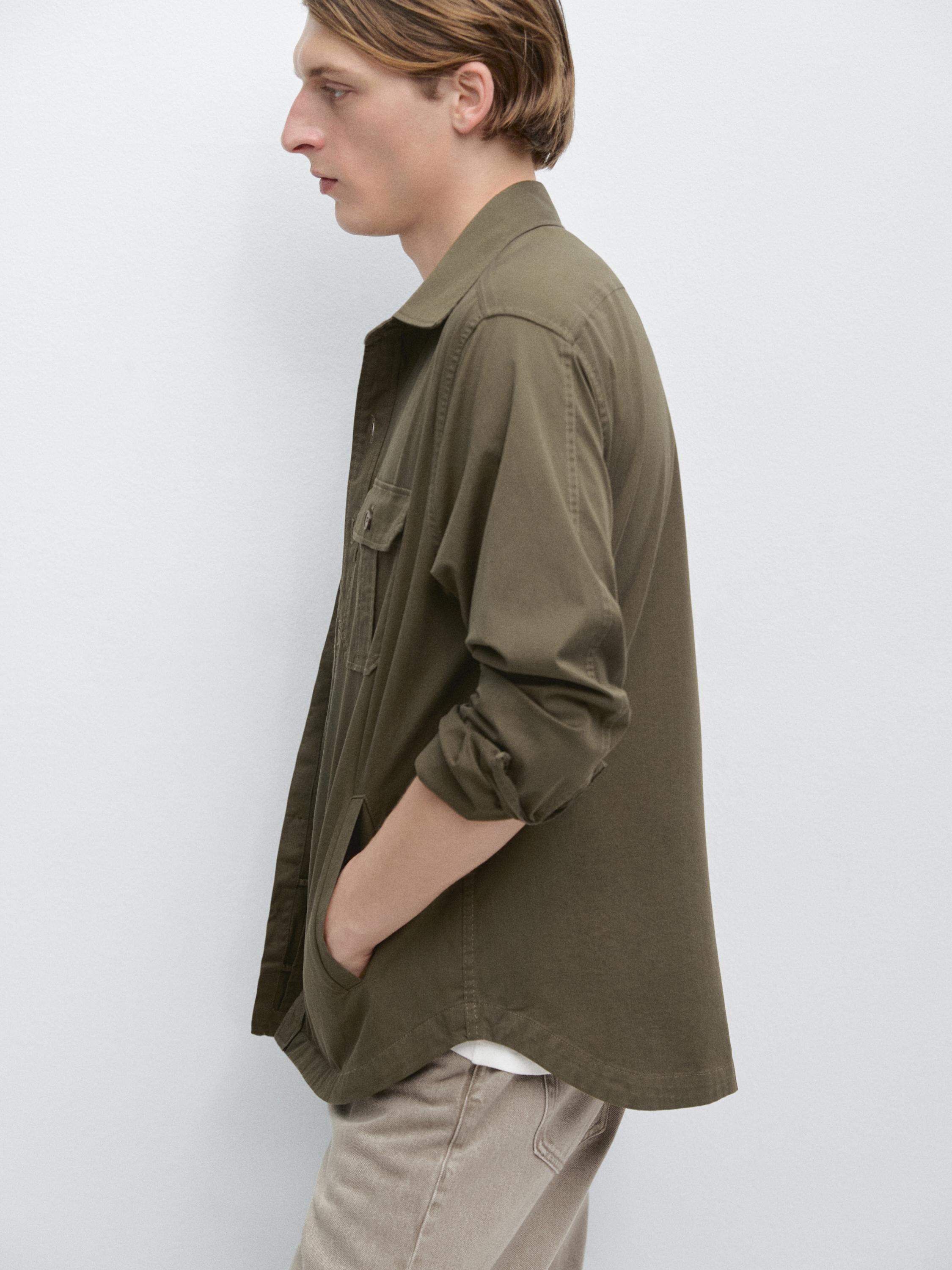 Cotton blend overshirt with pocket detail