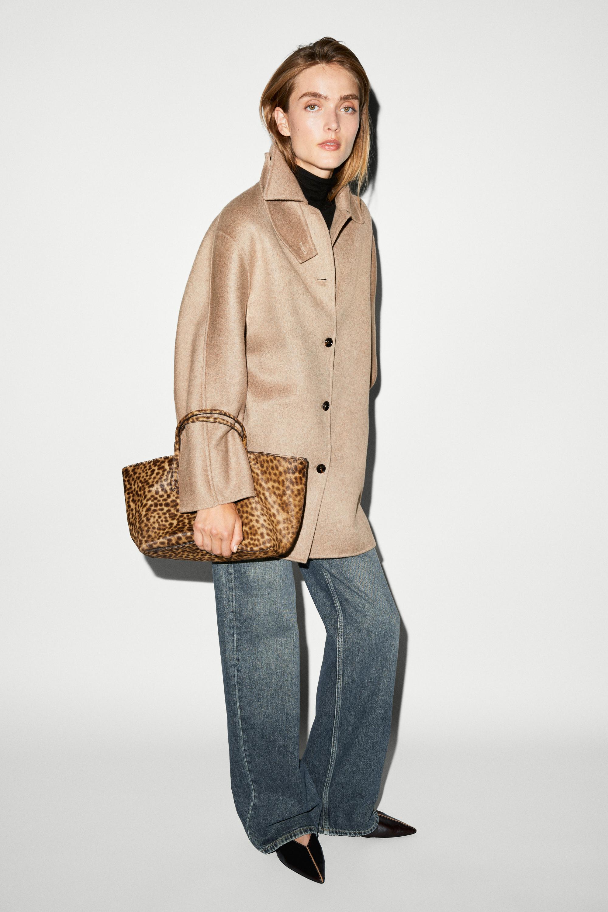 Melange coat with collar detail