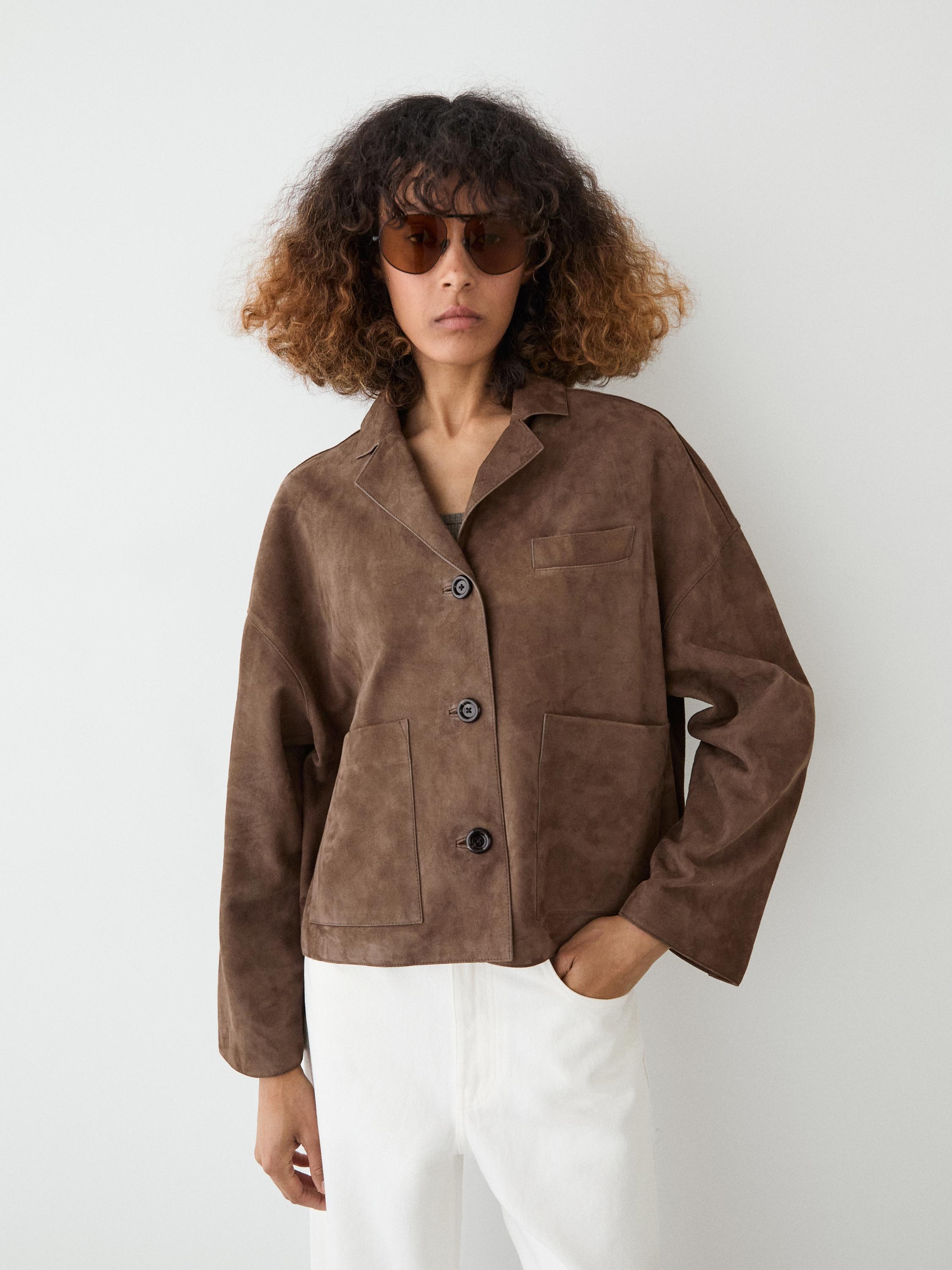 Flowing suede leather jacket