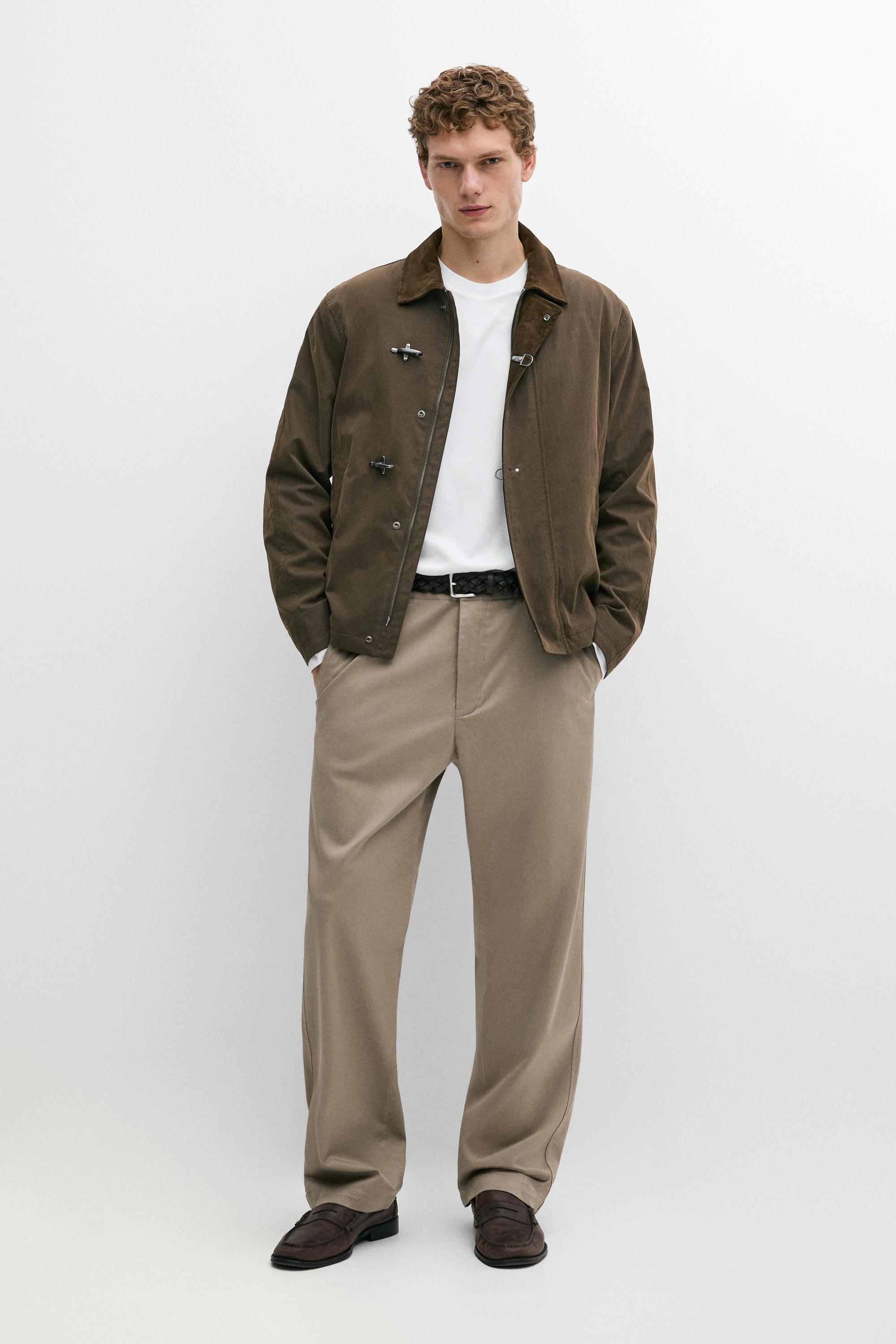 Cotton blend straight-leg pants