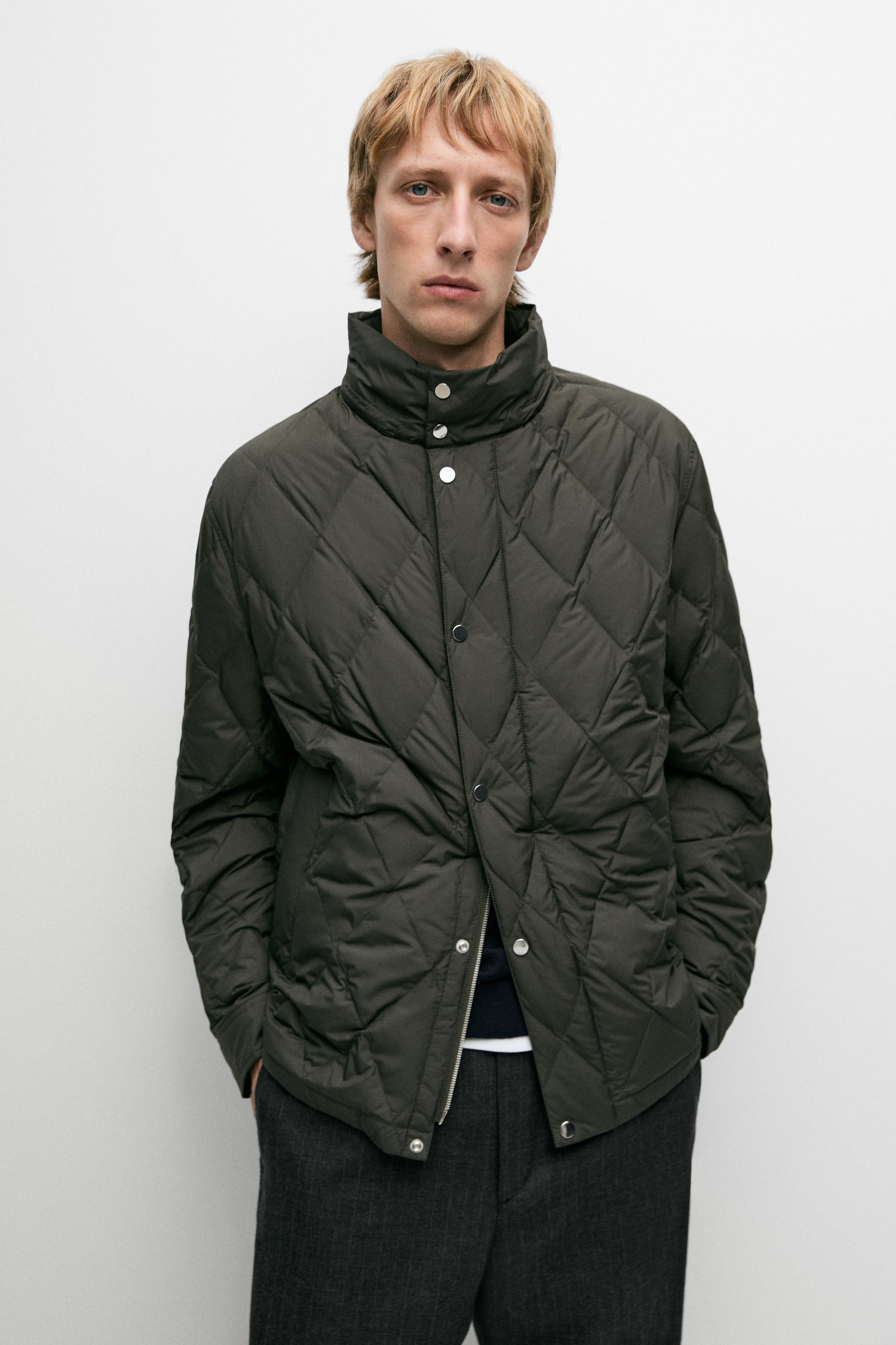 Down jacket with button detail