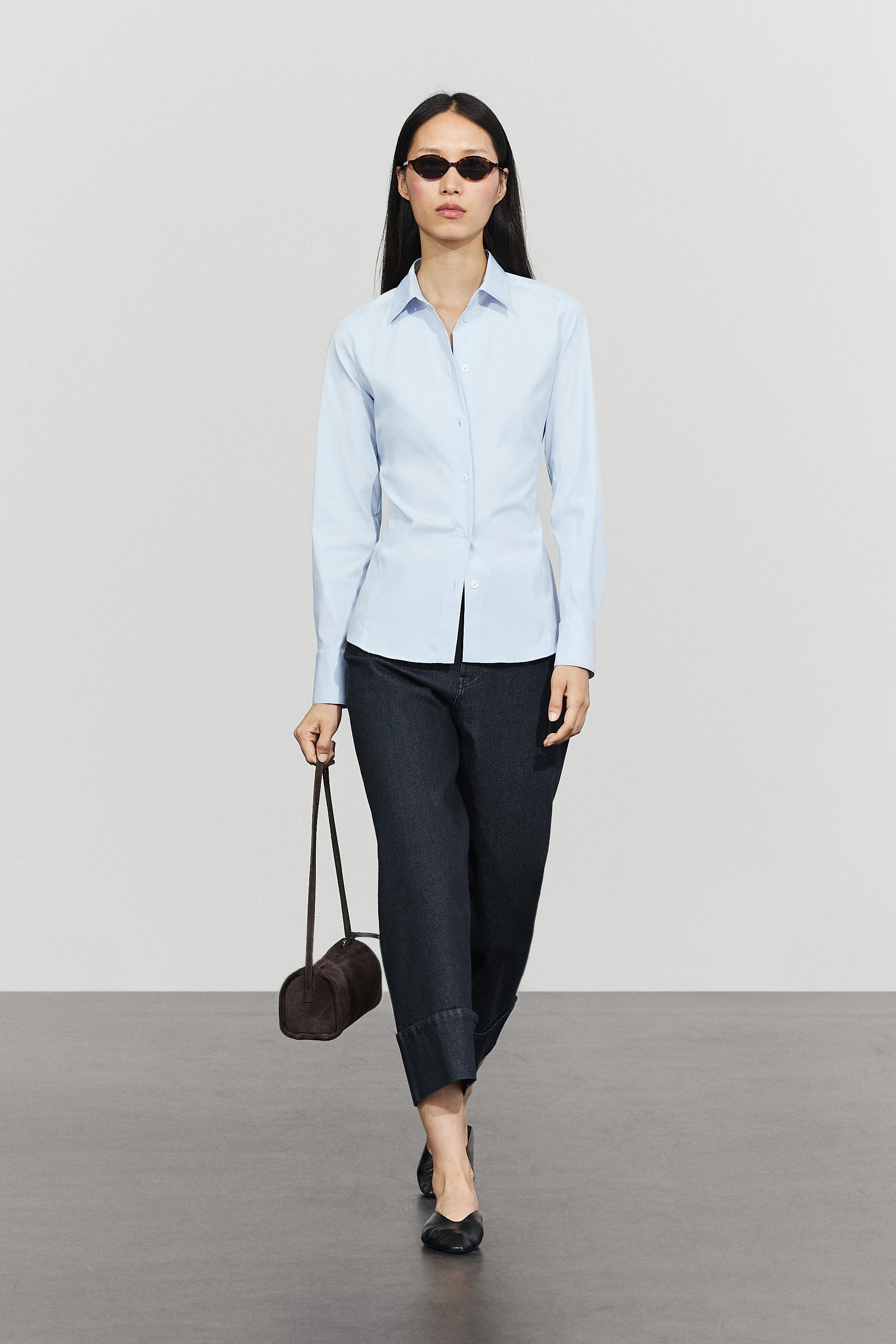 Cotton blend poplin shirt