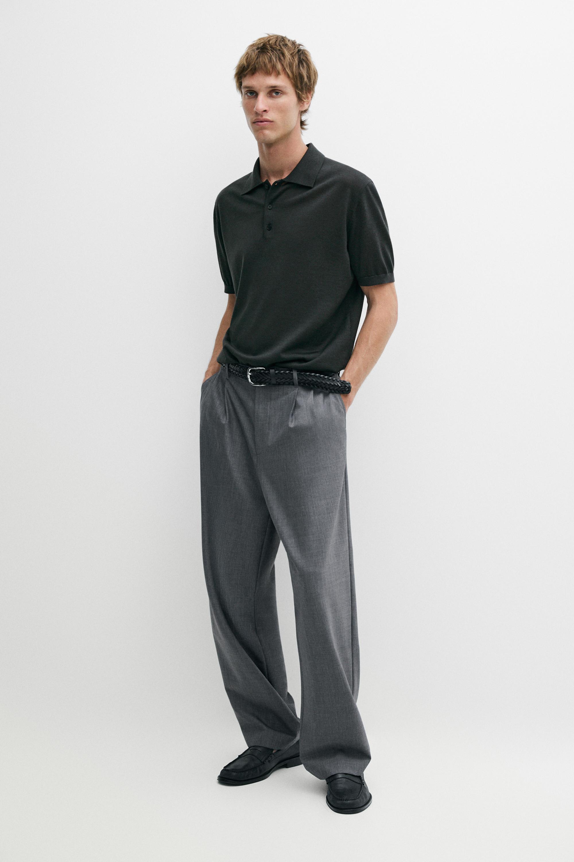 Wool blend knit polo shirt
