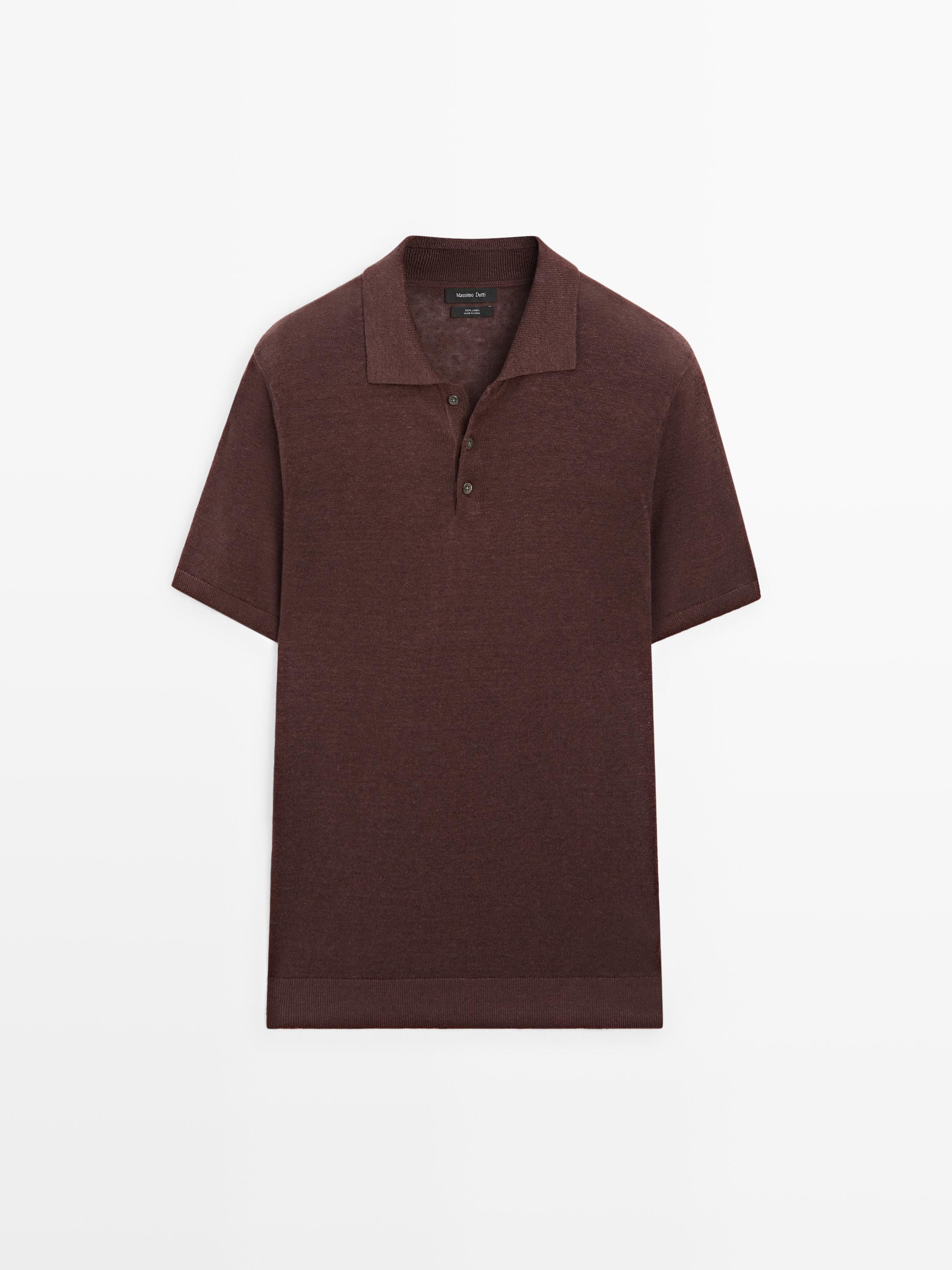 Linen knit polo sweater