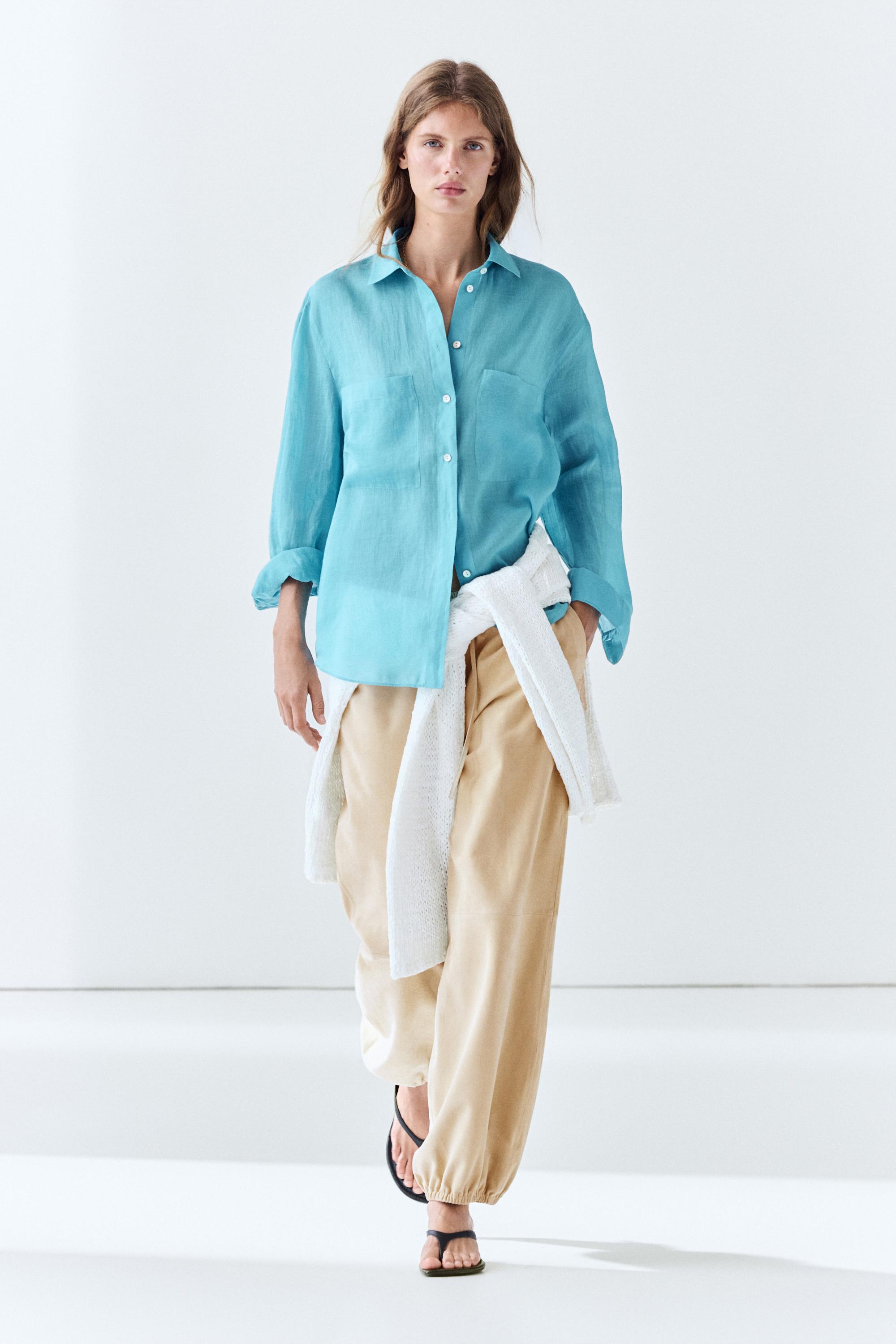 100% ramie flowing pocket shirt
