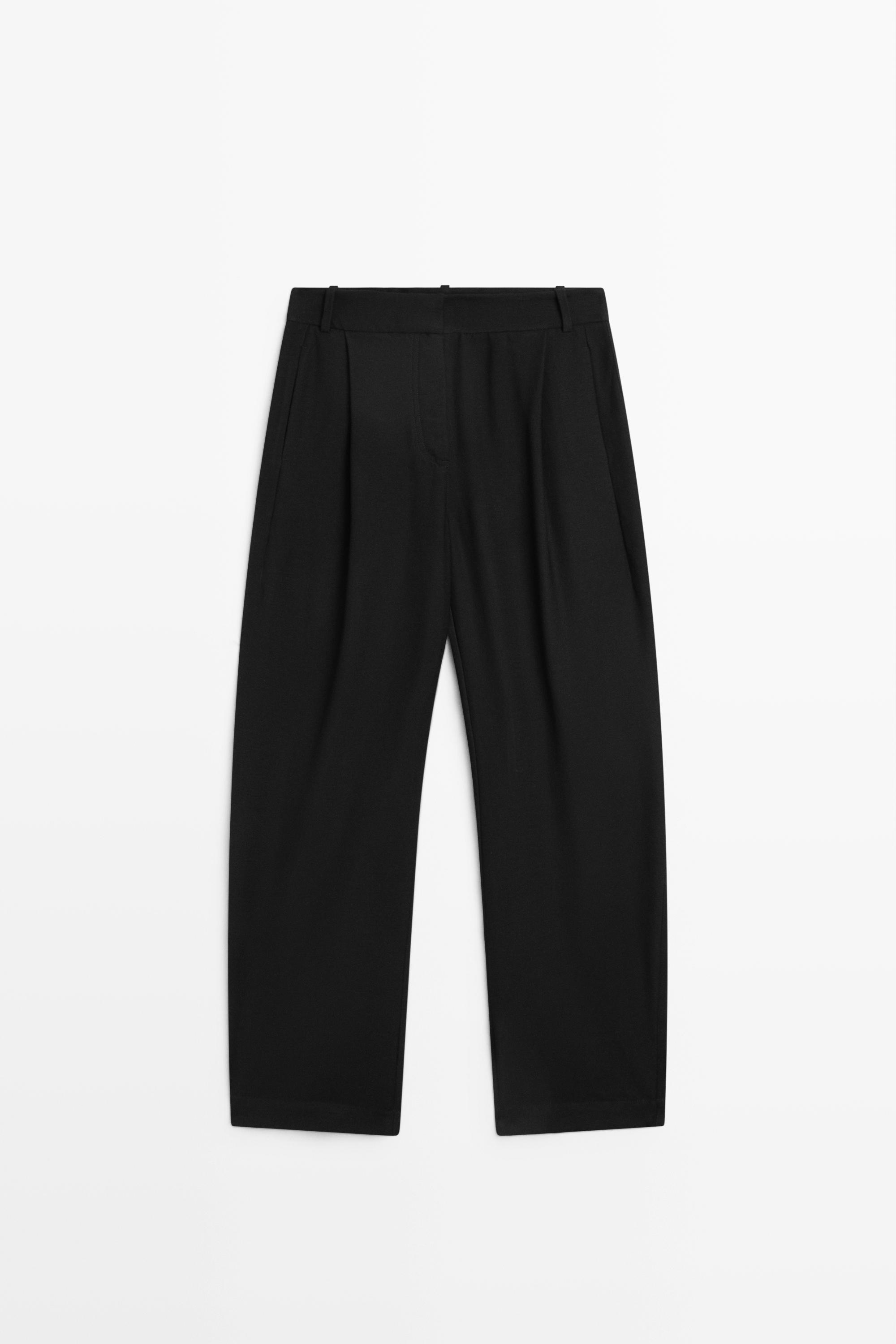 Pleated barrel fit pants