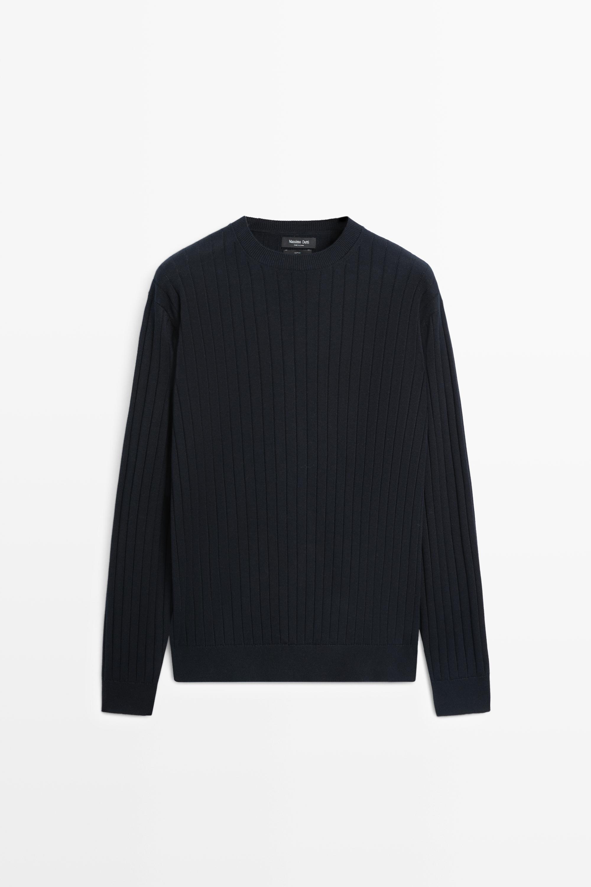 100% cotton ribbed knit sweater