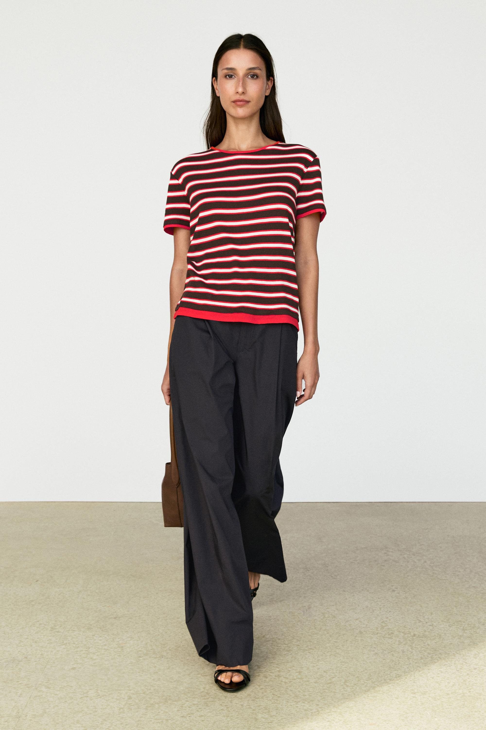 100% cotton short sleeve striped T-shirt